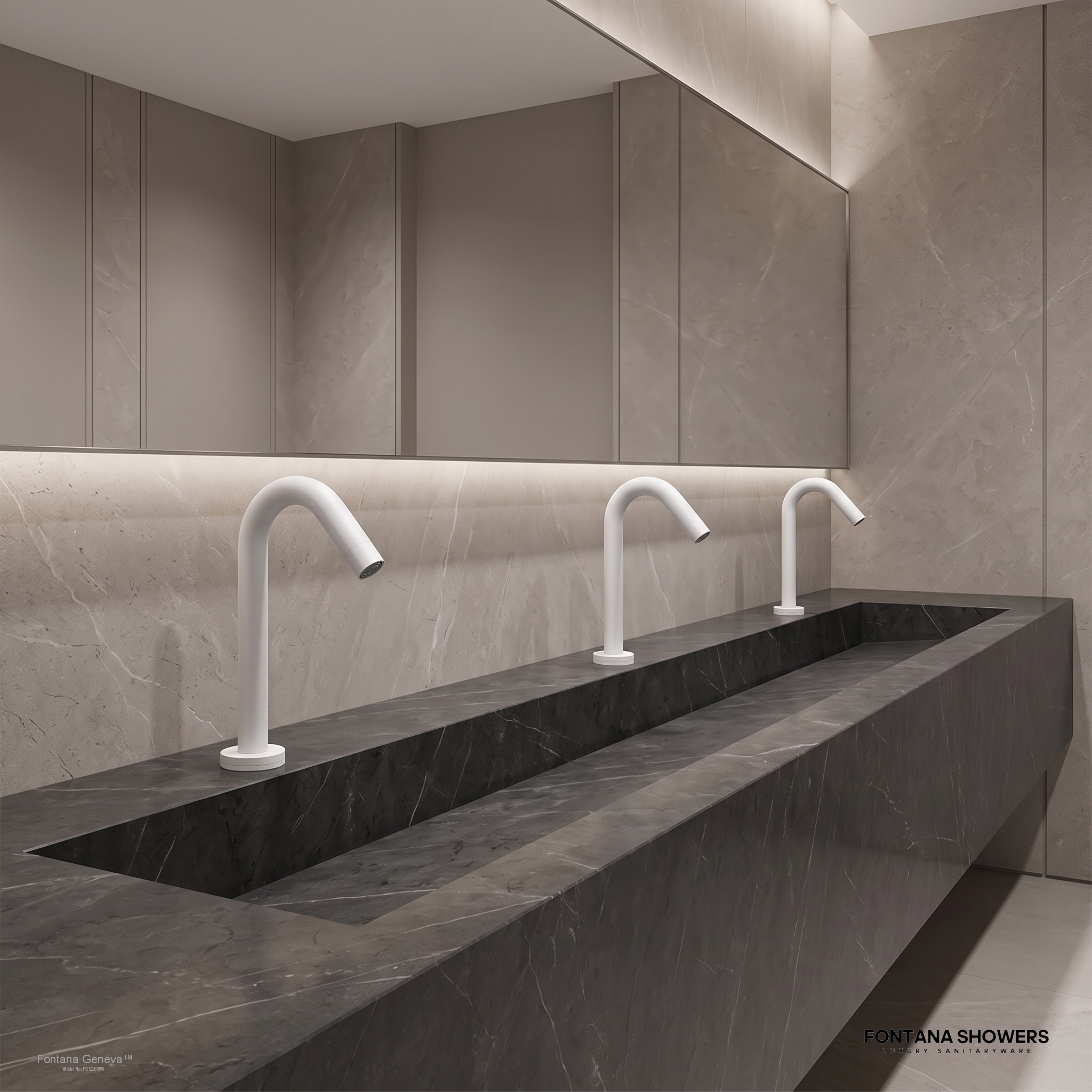 Fontana Geneva Matte White Deck Mounted Smart Touch Activated Sensor Faucet - FS1226MW