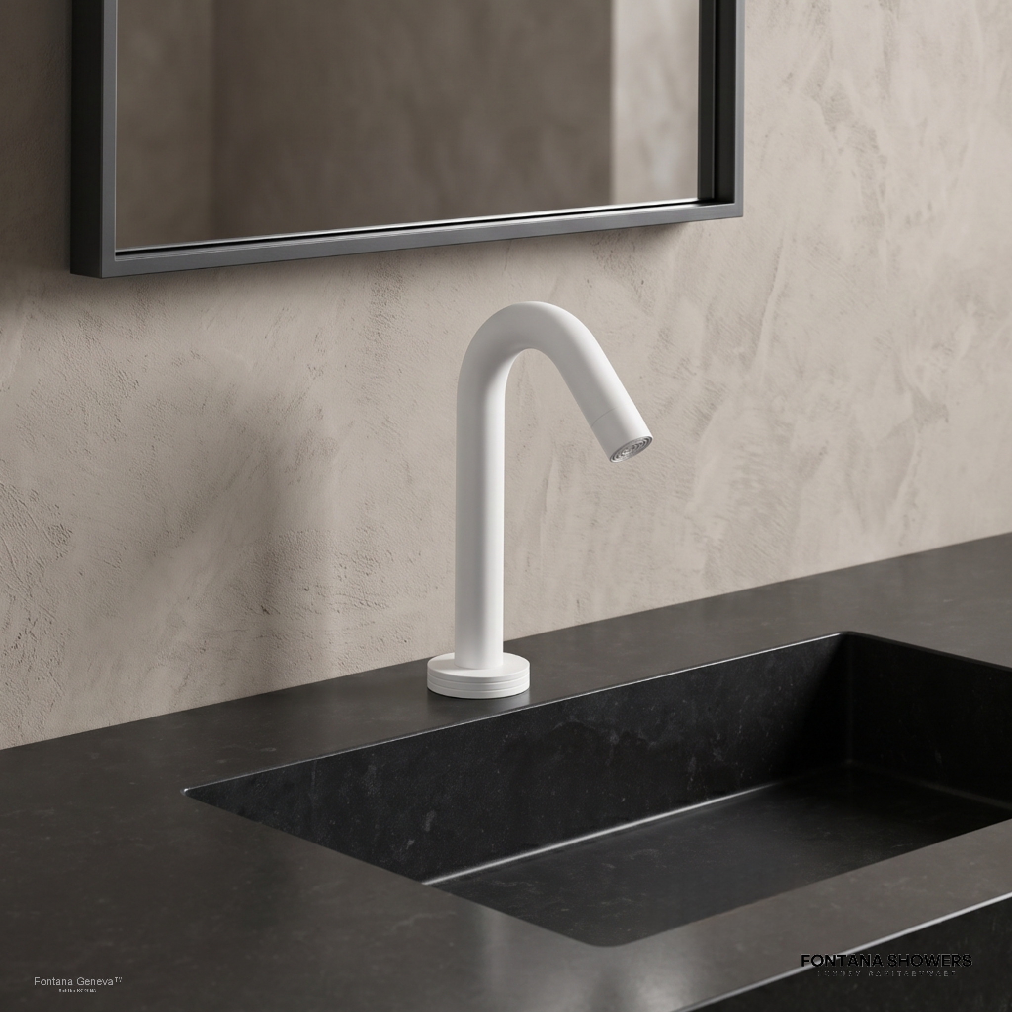 Fontana Geneva Matte White Deck Mounted Smart Touch Activated Sensor Faucet - FS1226MW