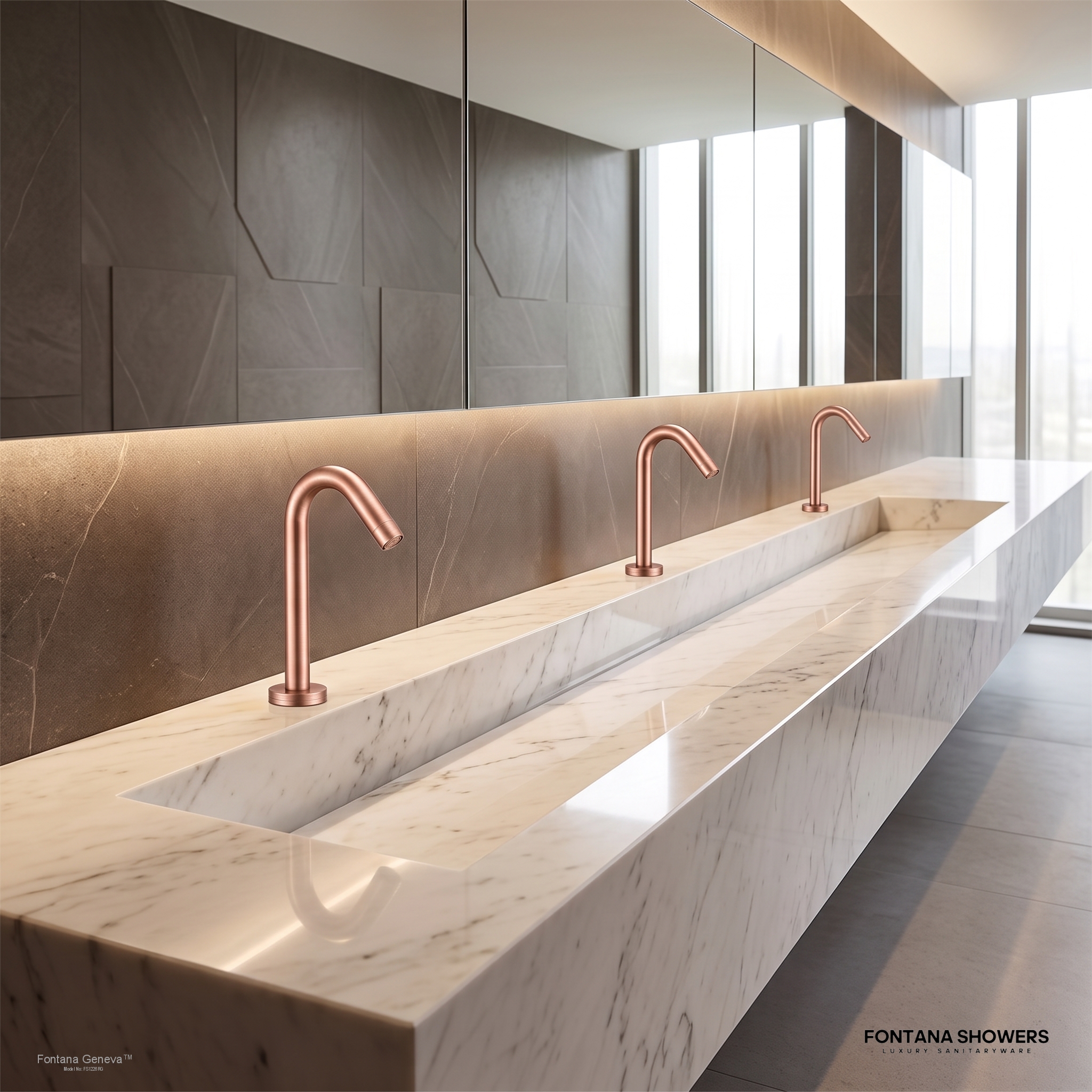 Fontana Geneva Rose Gold Deck Mounted Smart Touch Activated Sensor Faucet - FS1226RG
