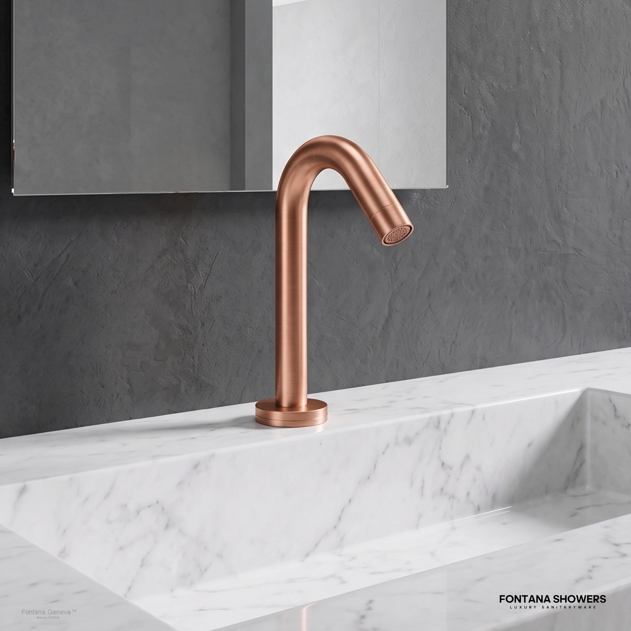 Fontana Geneva Rose Gold Deck Mounted Smart Touch Activated Sensor Faucet - FS1226RG