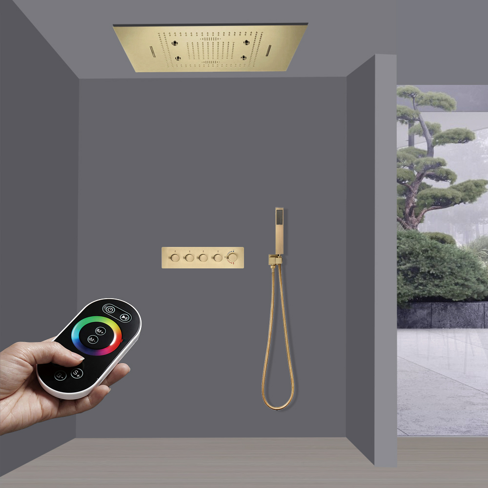 Fontana Dijon Thermostatic Remote Controlled Musical Recessed Ceiling Mount Mist Waterfall Rainfall Shower System with Hand Shower