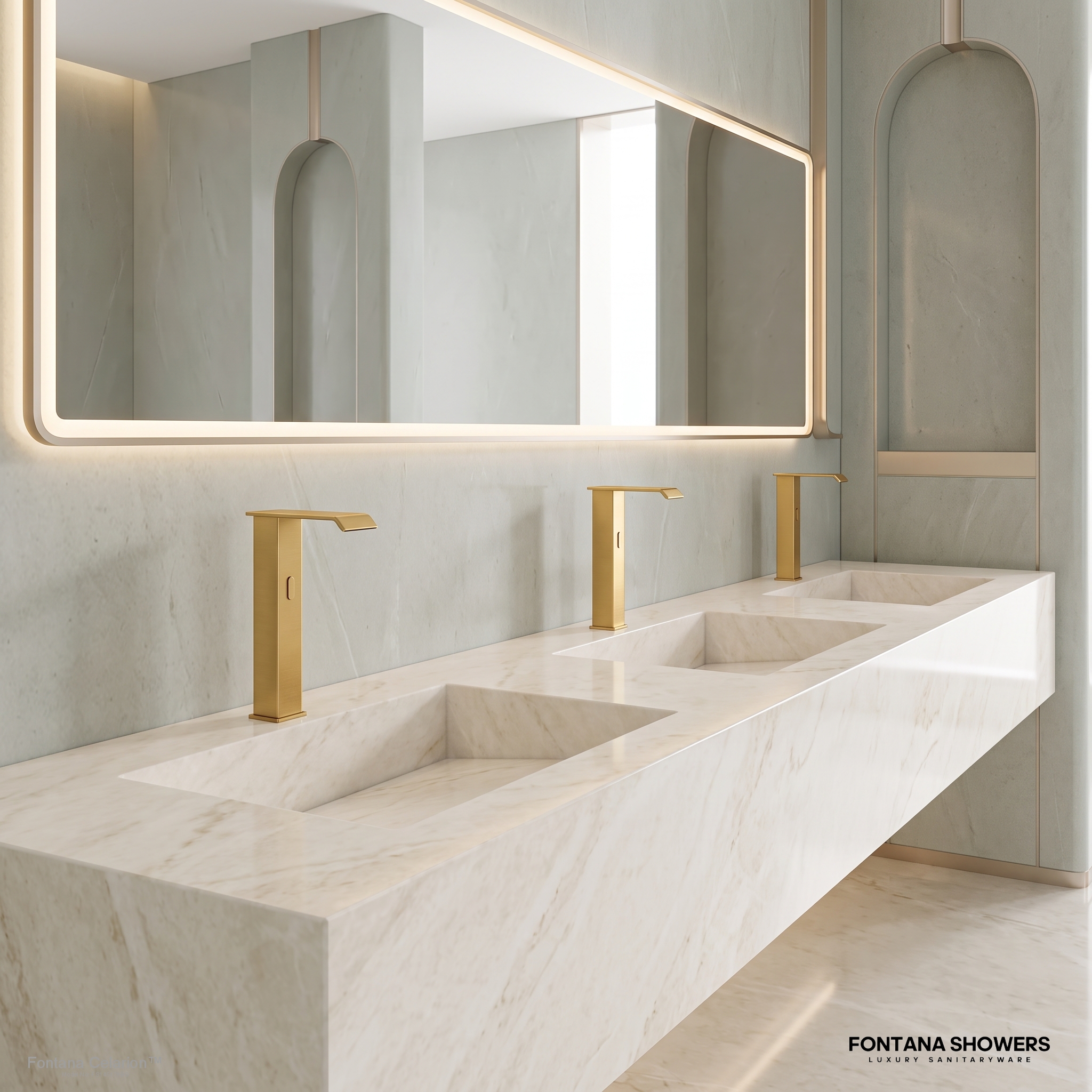 Fontana Celarion Brushed Gold Commercial Touchless Bathroom Faucet