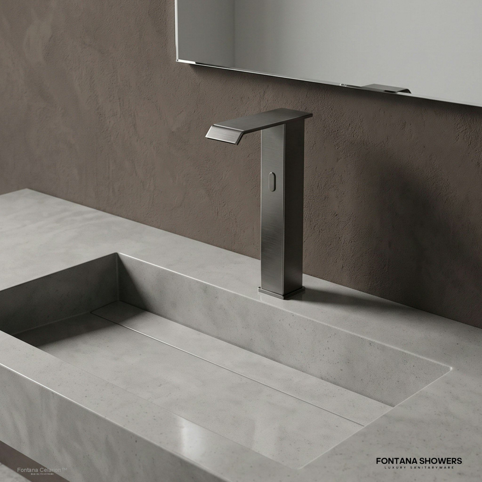 Fontana Celarion Gun Metal Gray Deck Mounted Touchless Commercial Faucet
