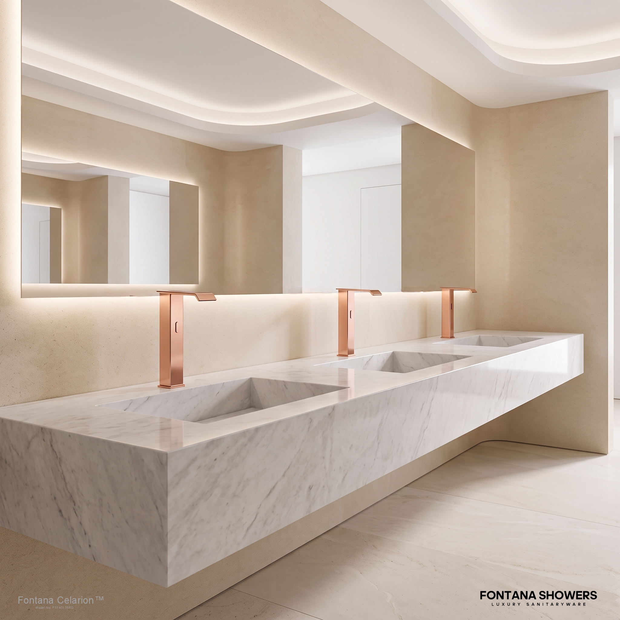 Fontana Celarion Rose Gold Deck Mounted Commercial Touchless Faucet