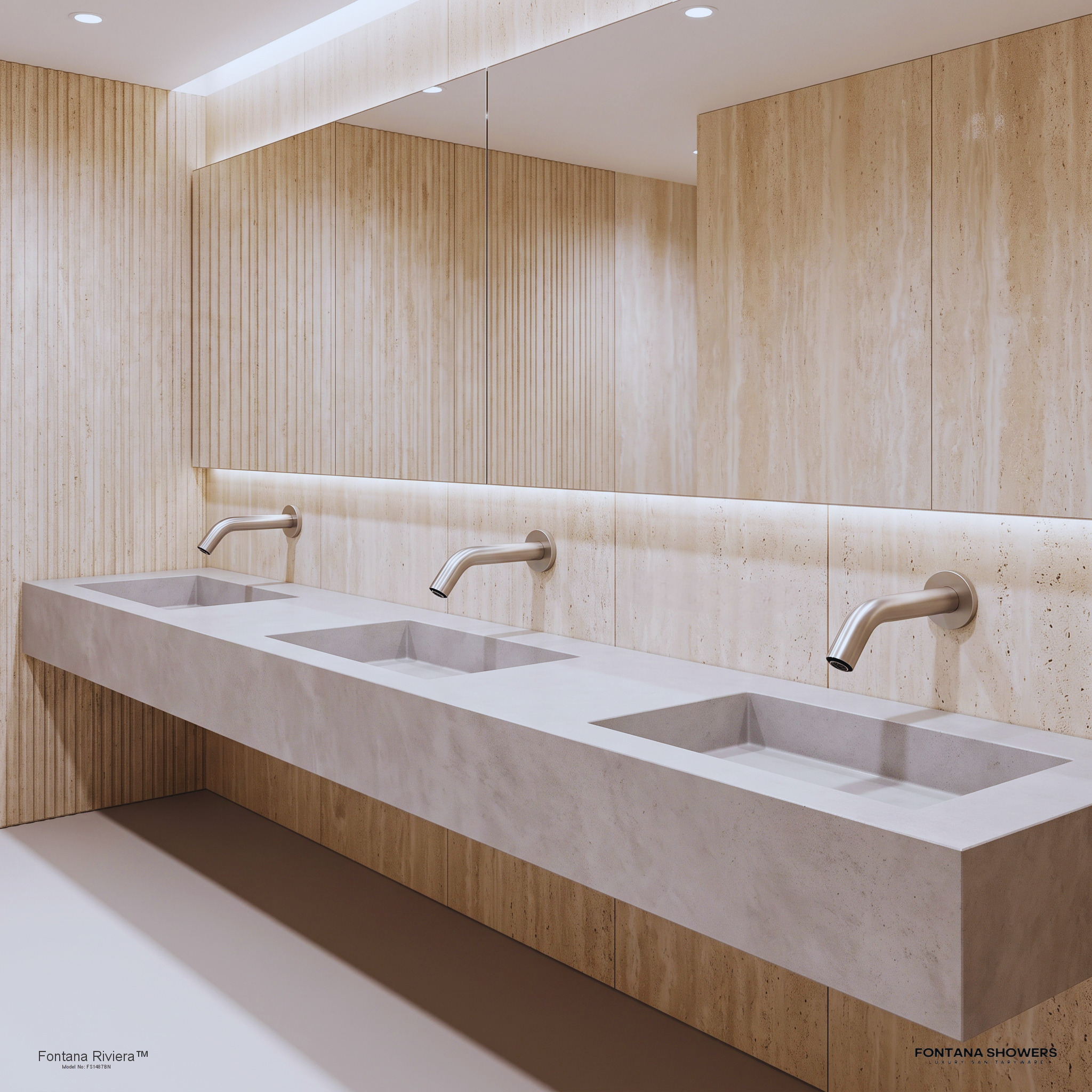 FontanaCryzora brushed nickel commercial wall-mounted touchless sensor faucet, product view 2