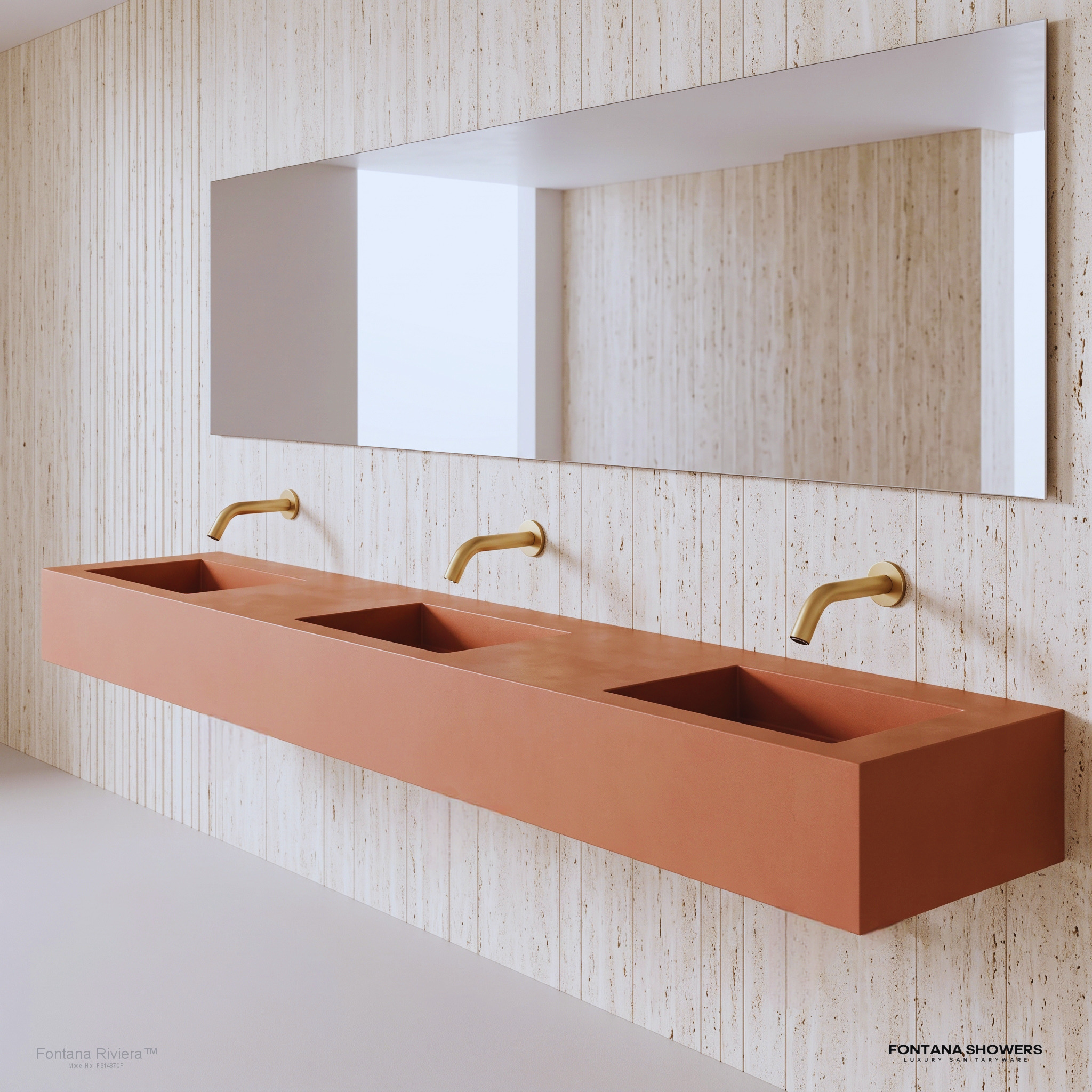 FontanaVolyra champagne commercial wall-mounted touchless sensor faucet, product view 2