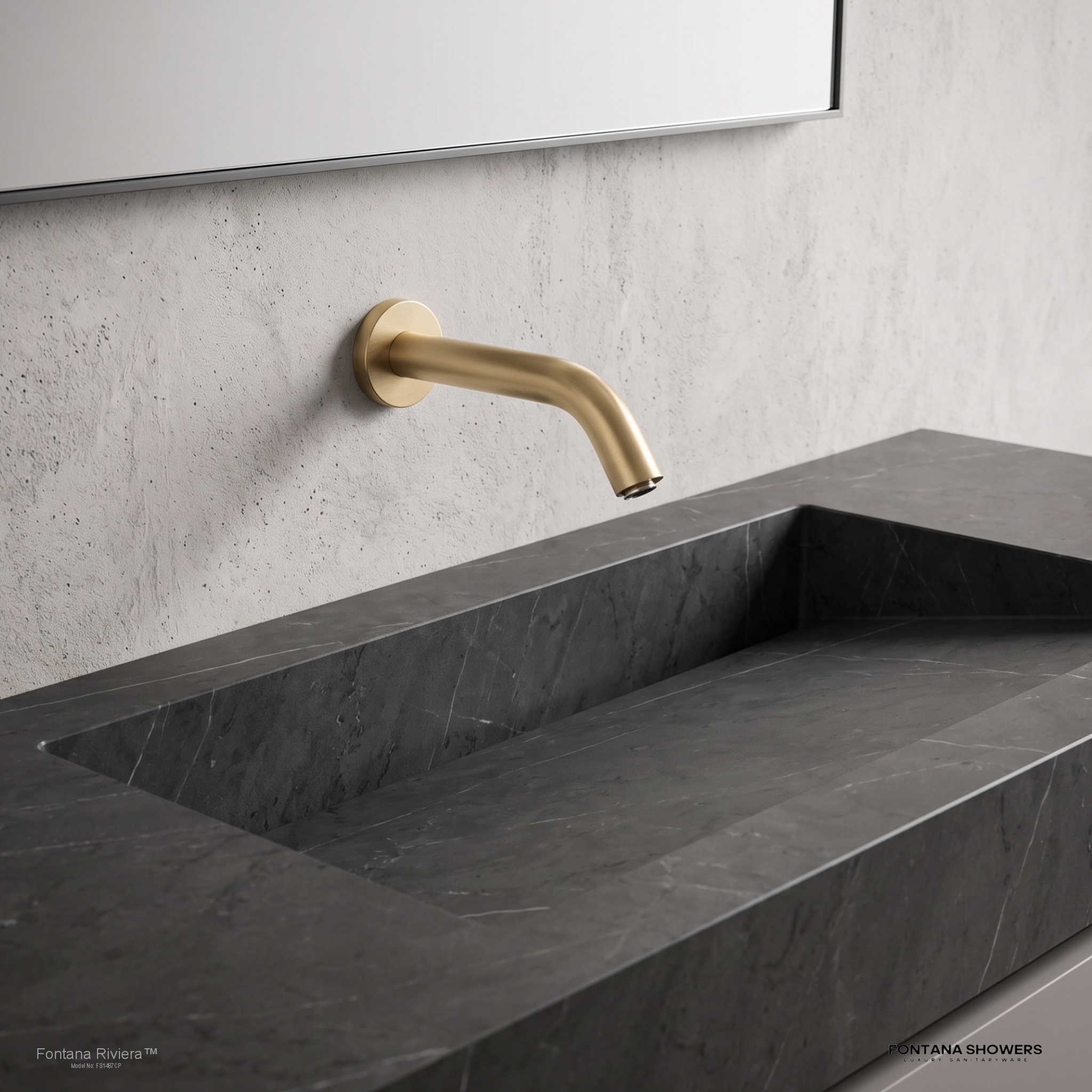FontanaVolyra champagne commercial wall-mounted touchless sensor faucet, product view 1