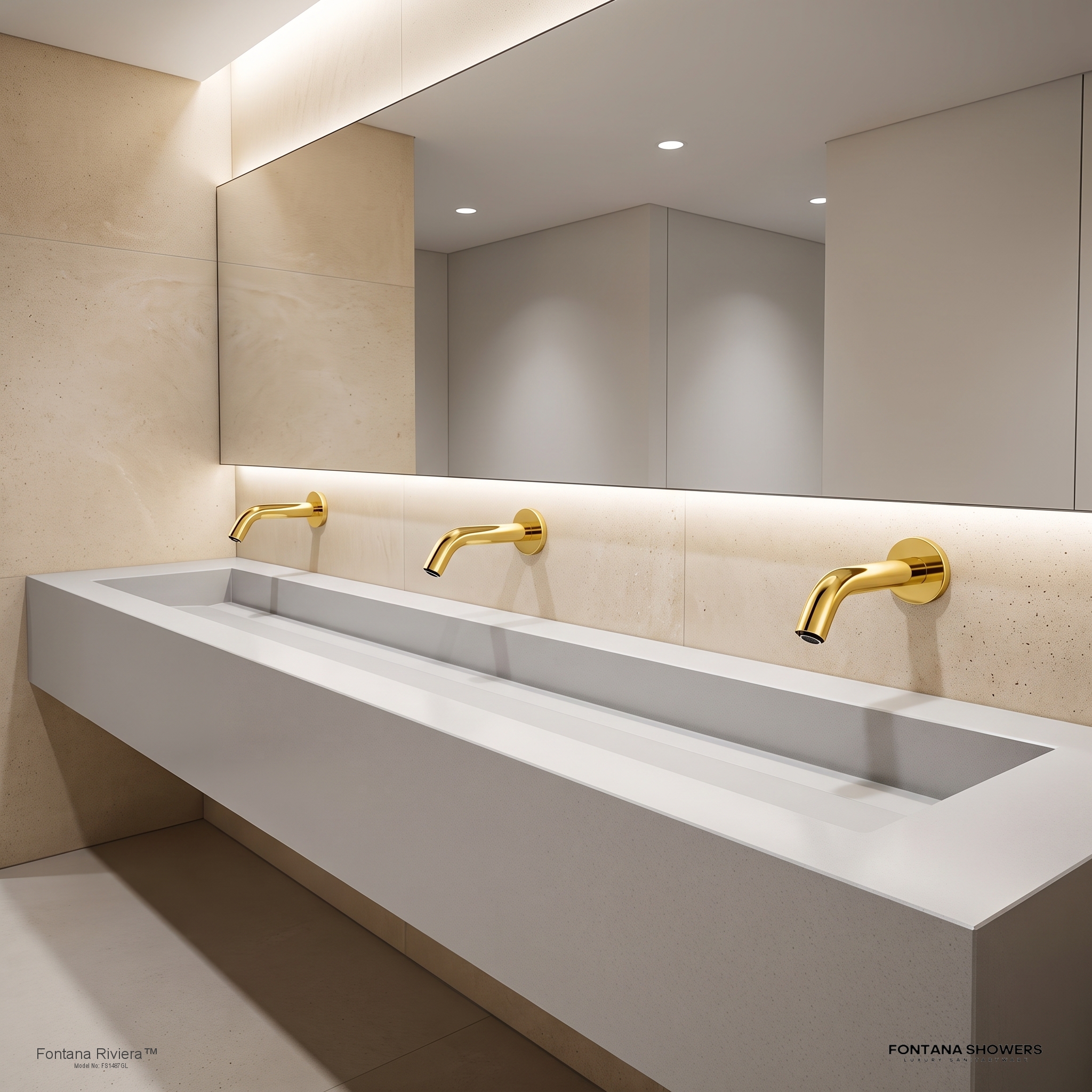 FontanaAuralith gold commercial wall-mounted touchless sensor faucet, product view 1