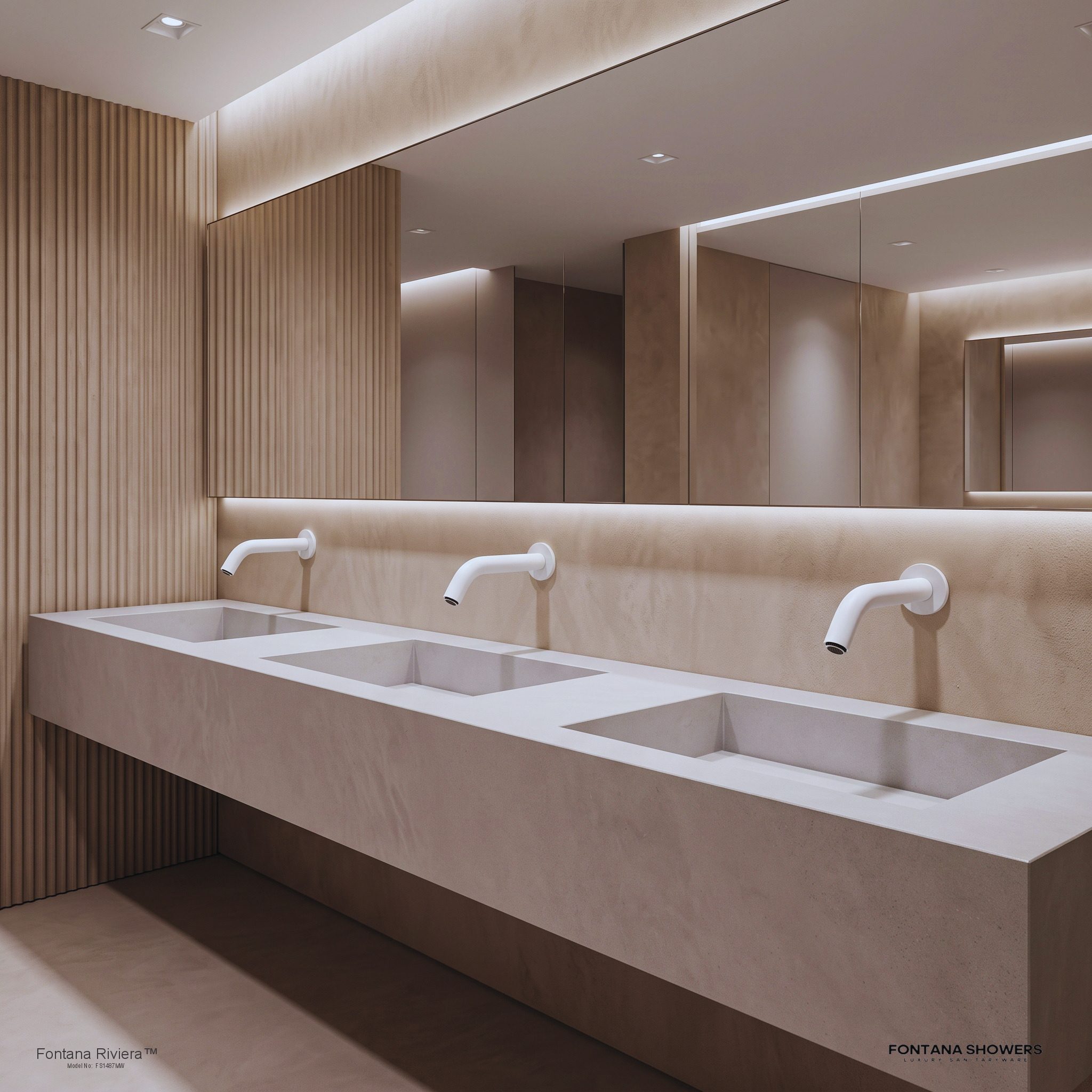 FontanaAquarion matte white commercial wall-mounted touchless sensor faucet, product view 1