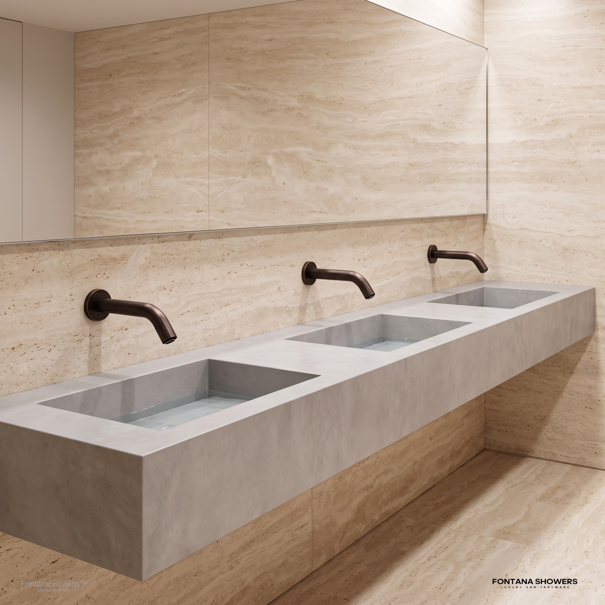 FontanaHydravia oil-rubbed bronze commercial wall-mounted touchless sensor faucet, product view 2