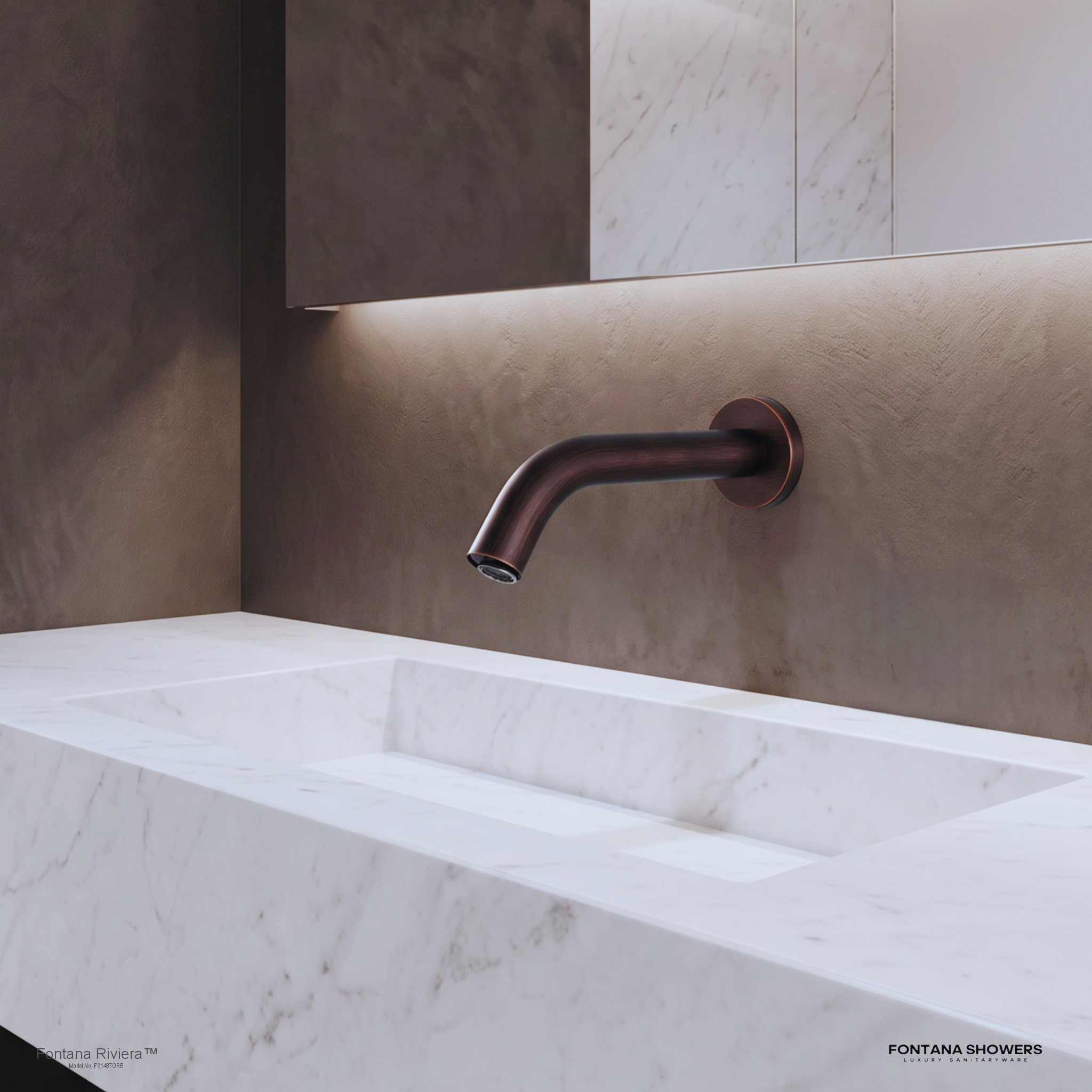 FontanaHydravia oil-rubbed bronze commercial wall-mounted touchless sensor faucet, product view 1