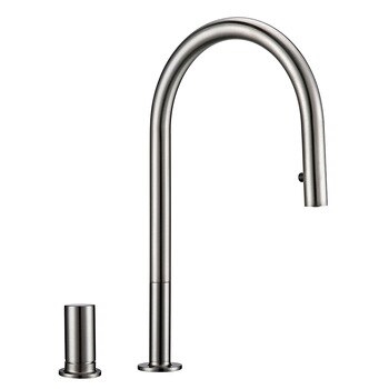 Fontana Kitchen Sink Faucet Invisible Pull Out Sprayer Double Hole Single Handle Brushed Nickel Hot And Cold Solid Brass Mixer Tap