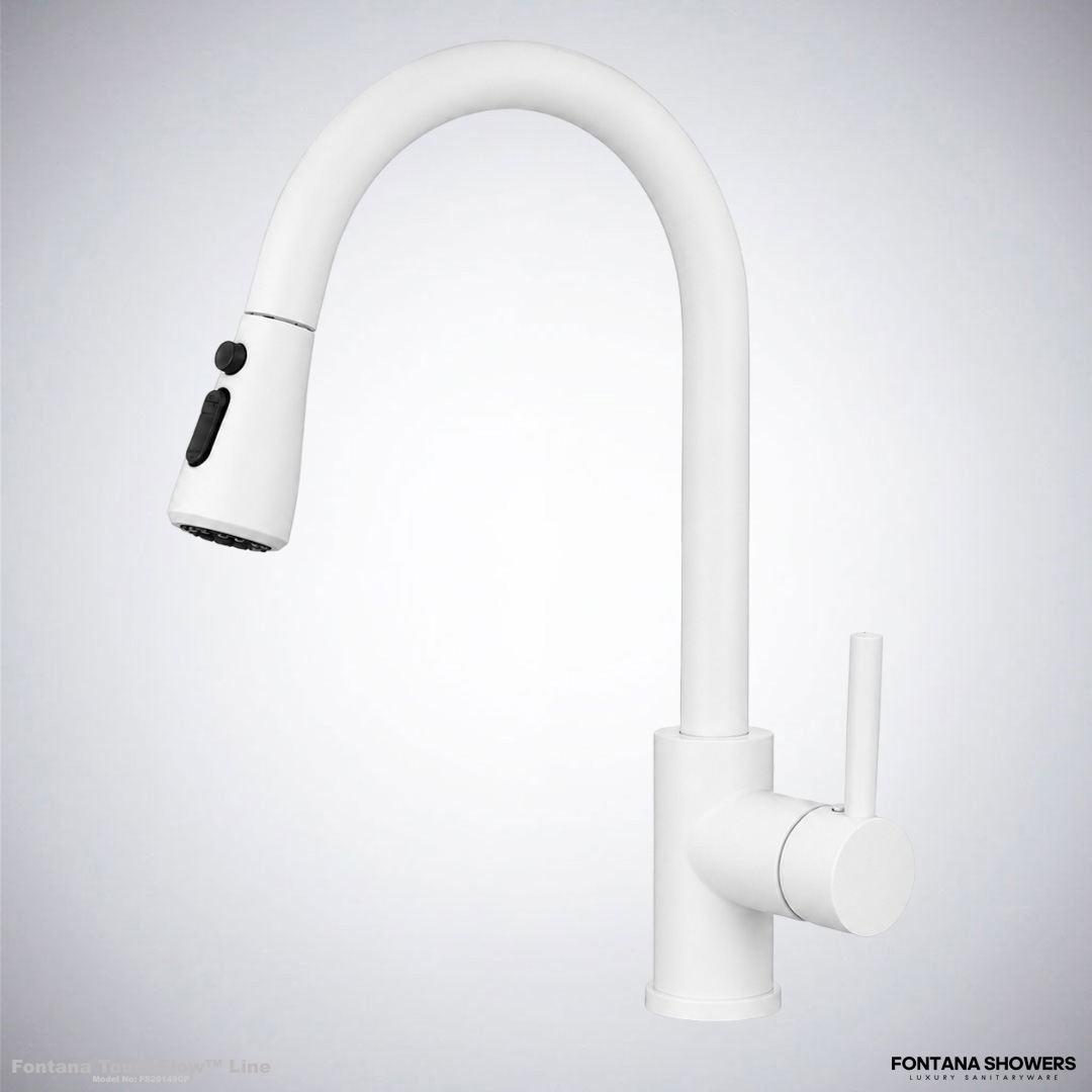 Fontana Kitchen Touch Faucet Pull Out Sensor Tap in White