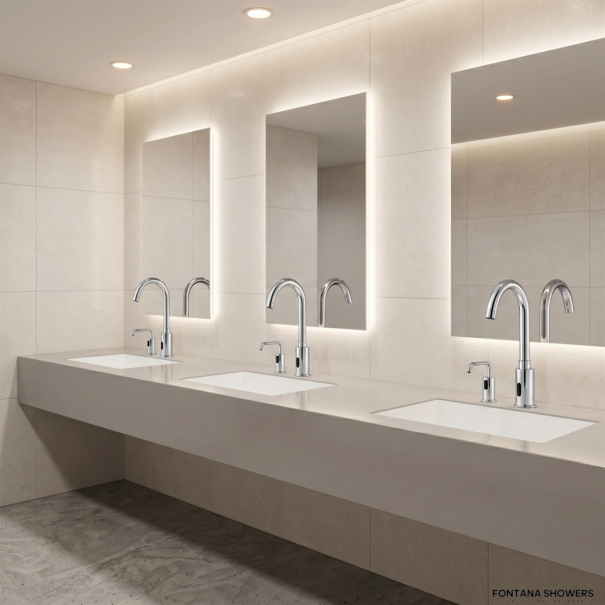 Fontana St. Gallen Chrome Touchless Commercial Motion Sensor Faucet and Automatic No Touch Soap Dispenser