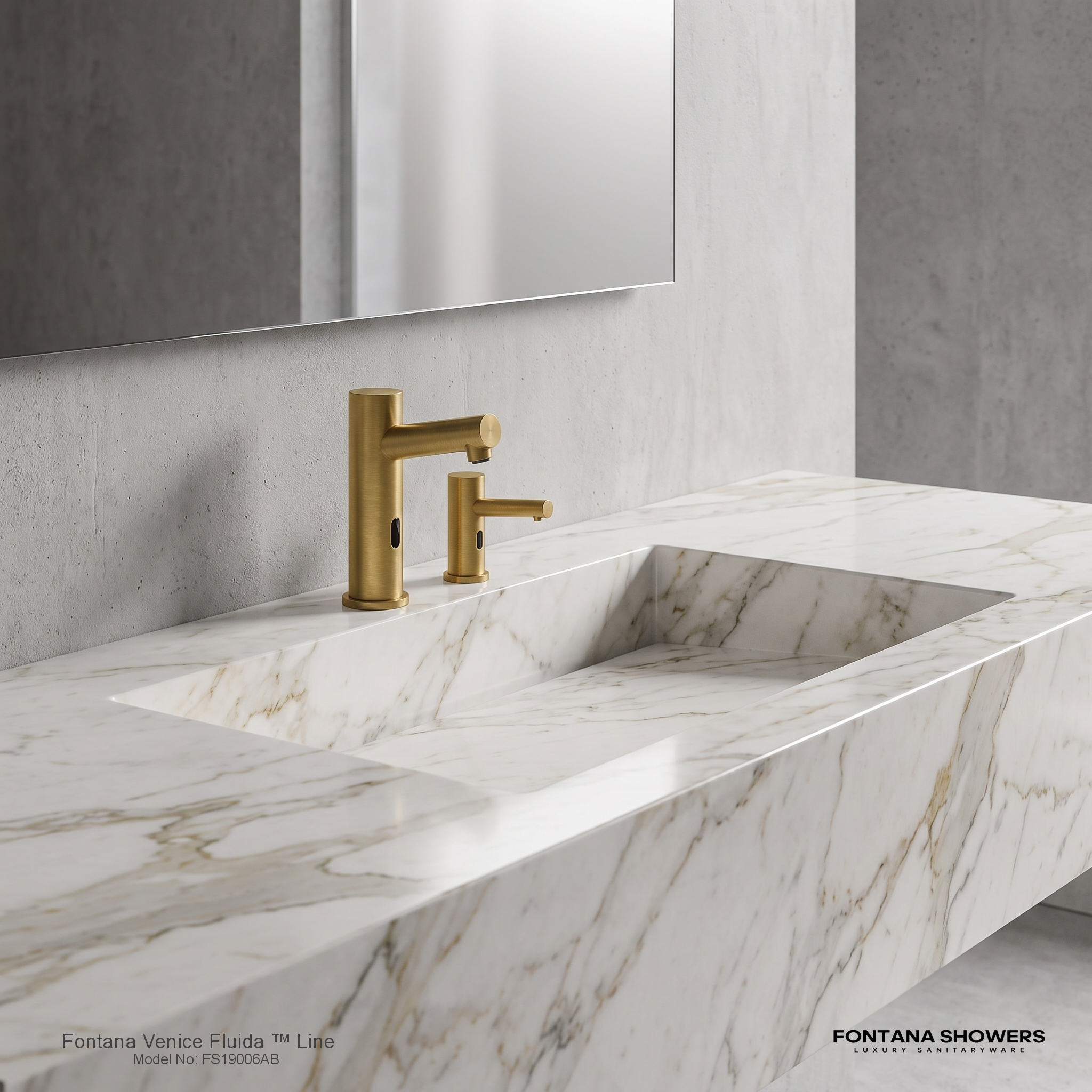 Fontana Venice Antique Brass Commercial Motion Sensor Faucet and Automatic Touchless Soap Dispenser