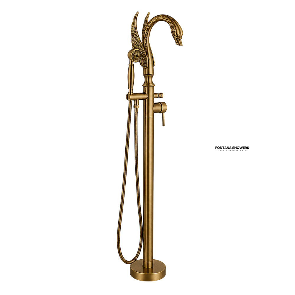 Fontana Melun Series Antique Brass Bath Tub Faucet Single Handle with Hand Shower