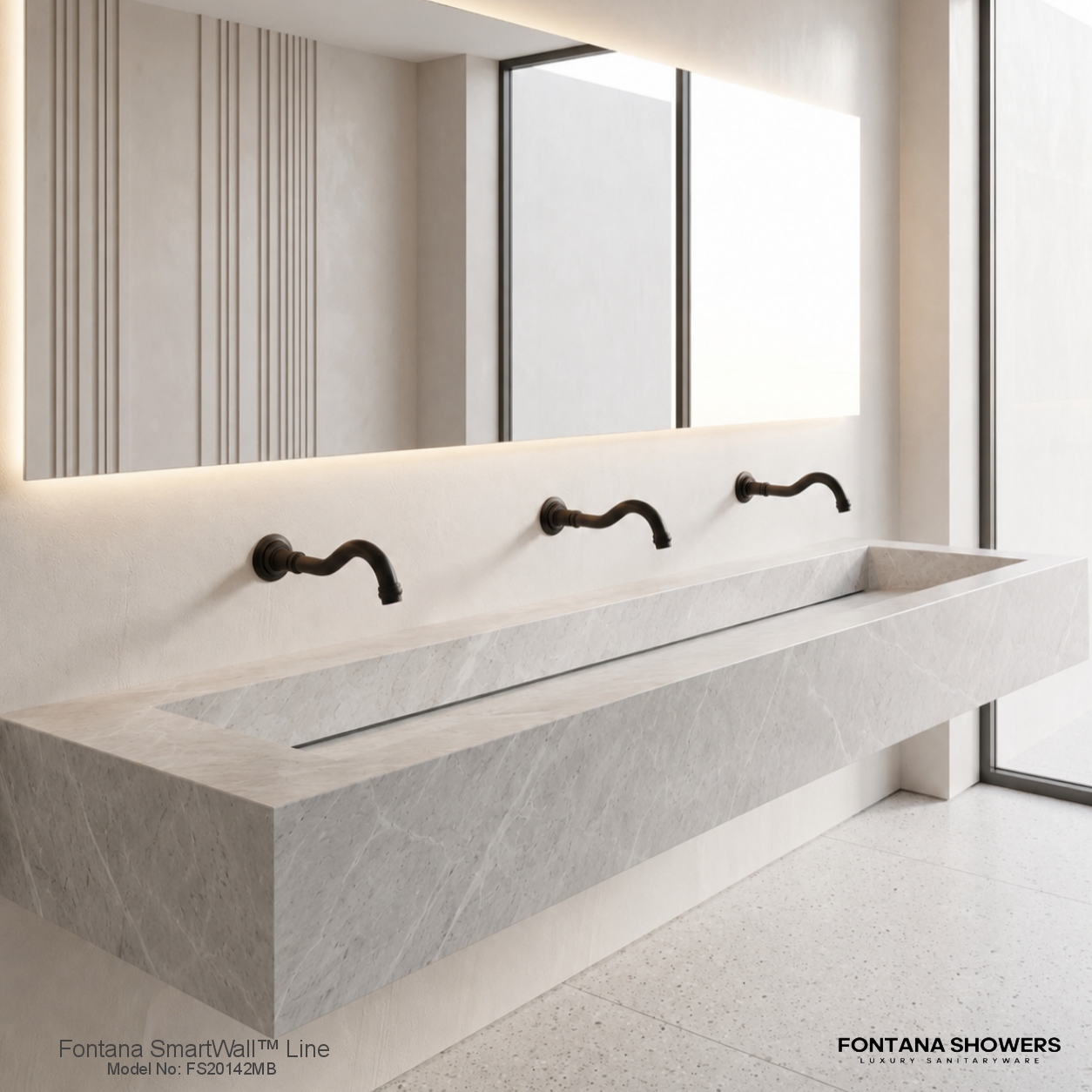 Fontana SmartWall Line Matte Black Dual Control Touchless Faucet View 2