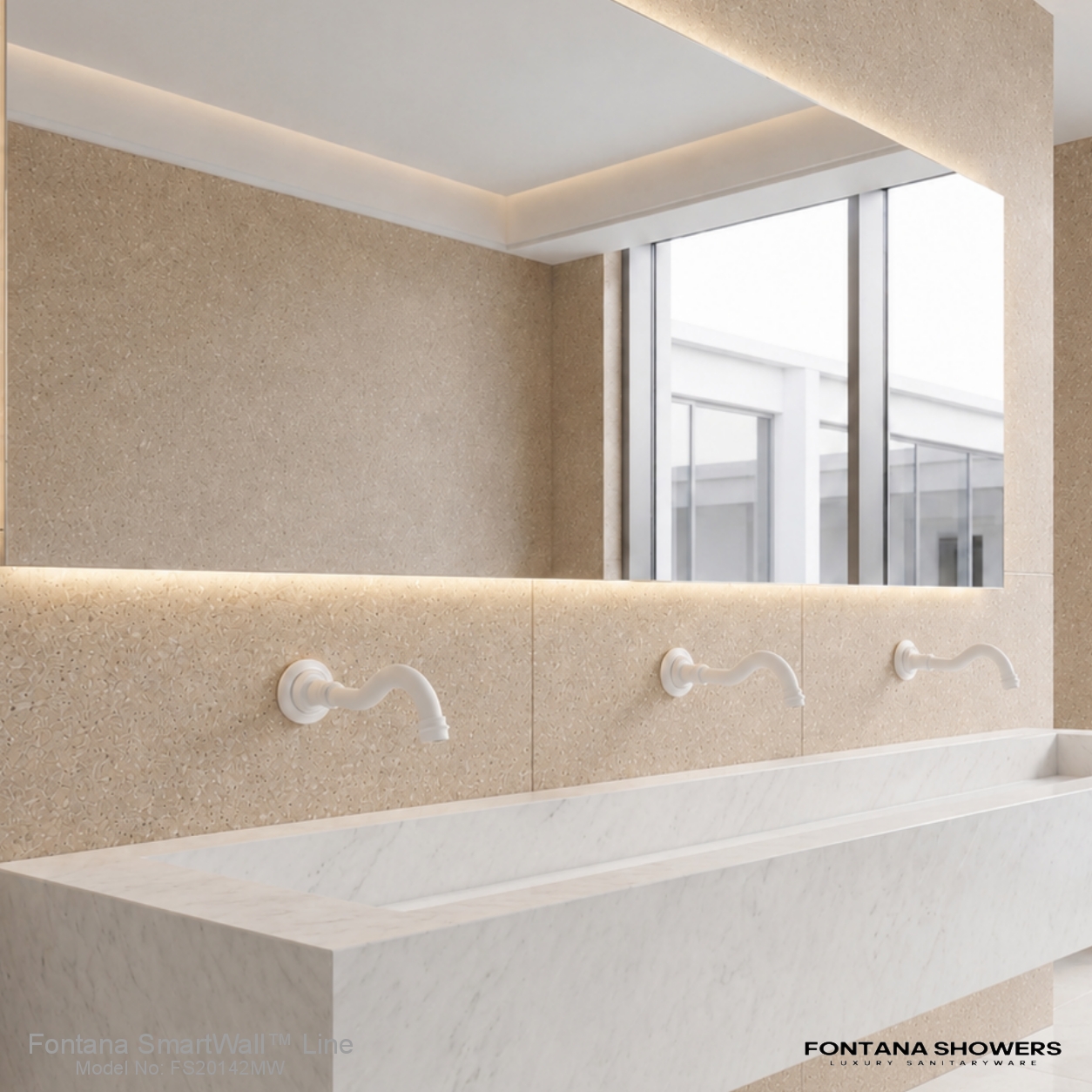 Fontana SmartWall Line Matte White Two Function Touchless Faucet