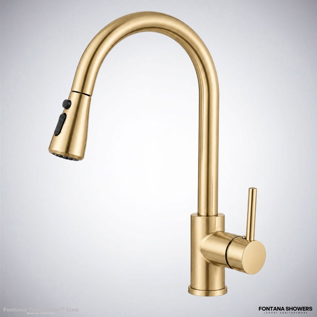 Fontana TouchFlow™ Line Champagne Pull-Out Touch Kitchen Faucet