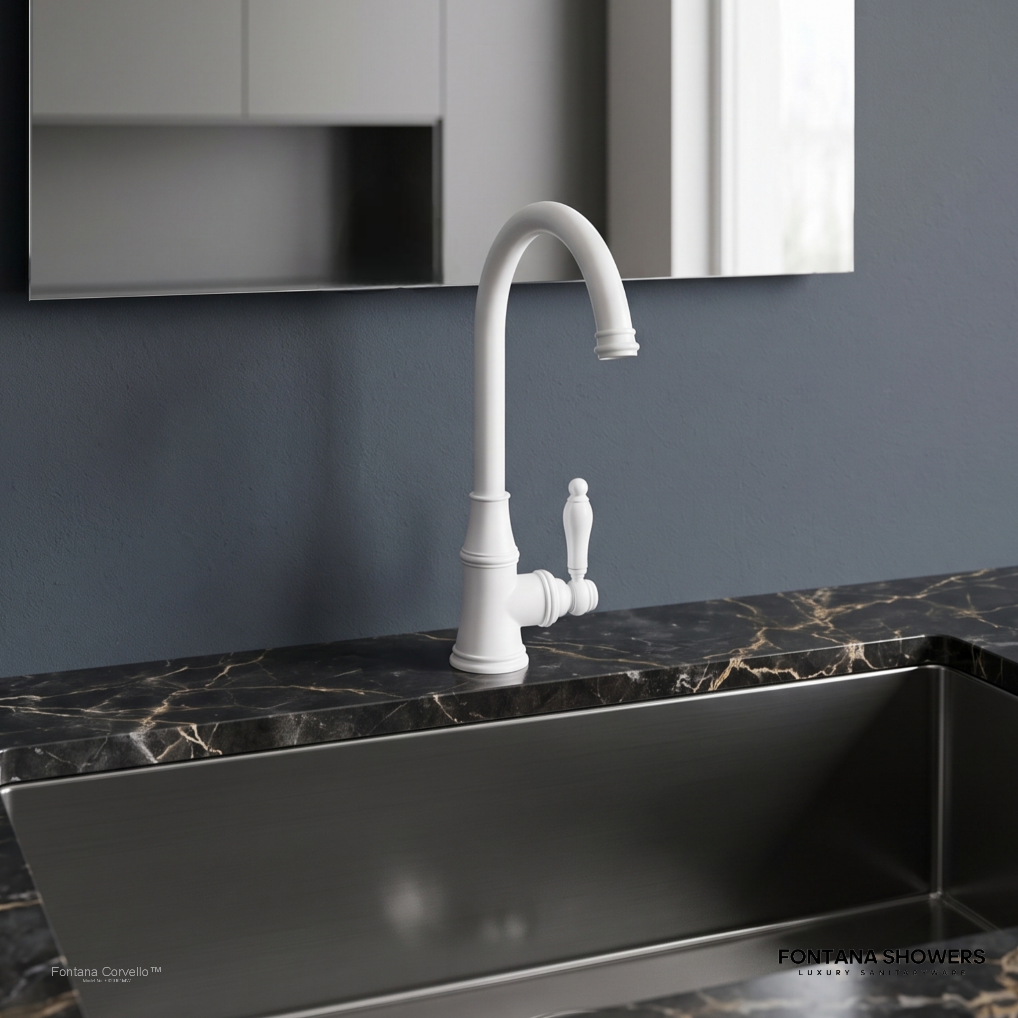 Fontana FS20161 Matte White Bathroom Faucet - FS20161MW