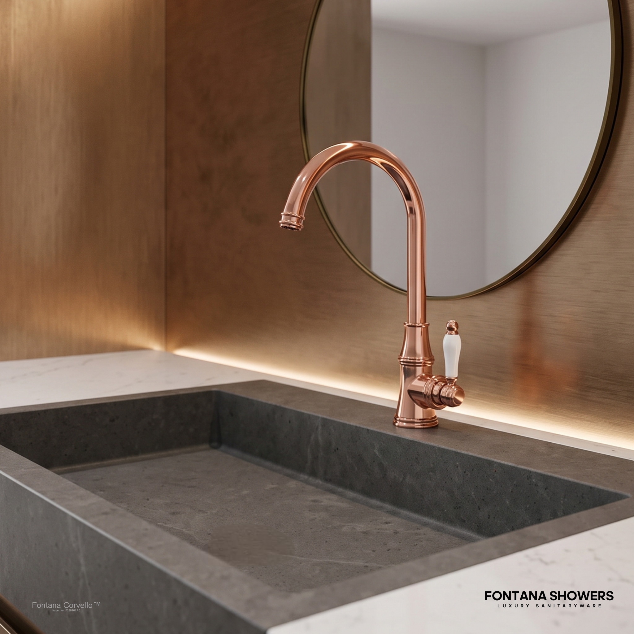 Fontana FS20161 Rose Gold Bathroom Faucet - FS20161RG