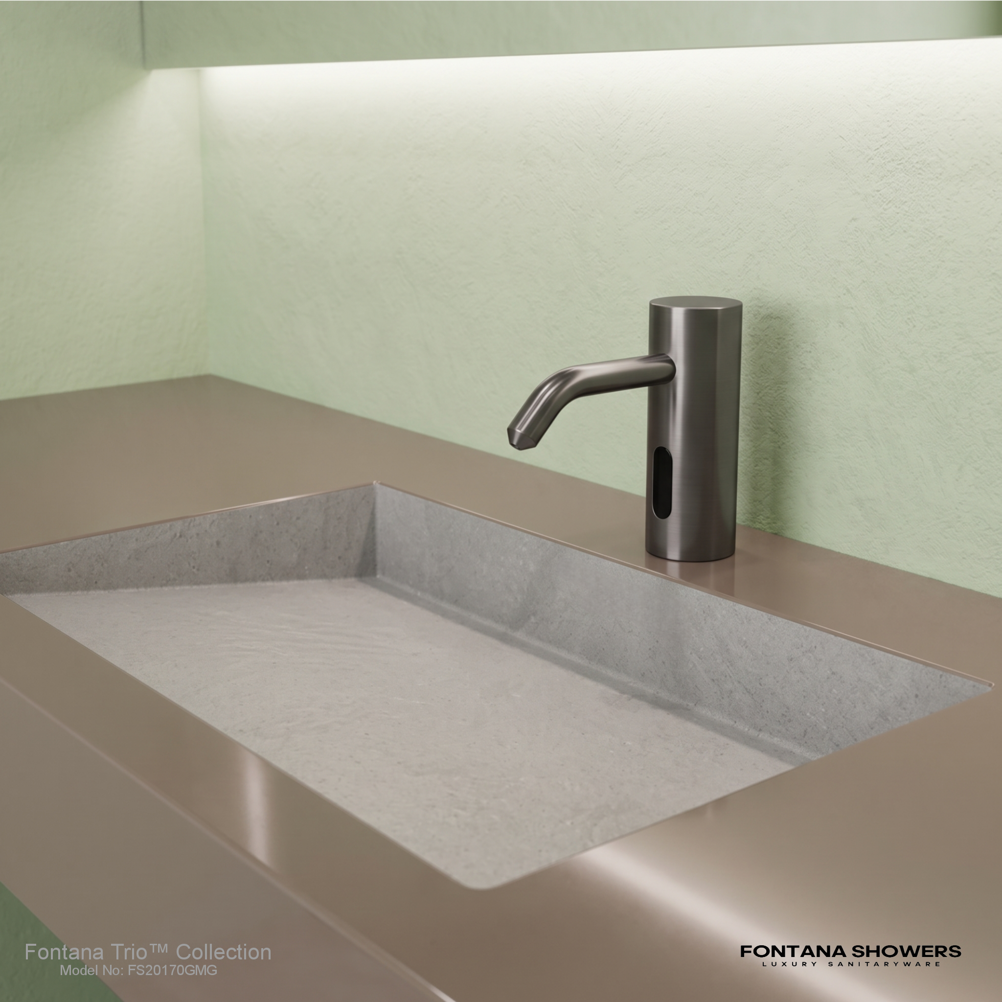 Fontana Trio Collection Gun Metal Gray Luxury Automatic Touchless Soap Dispenser