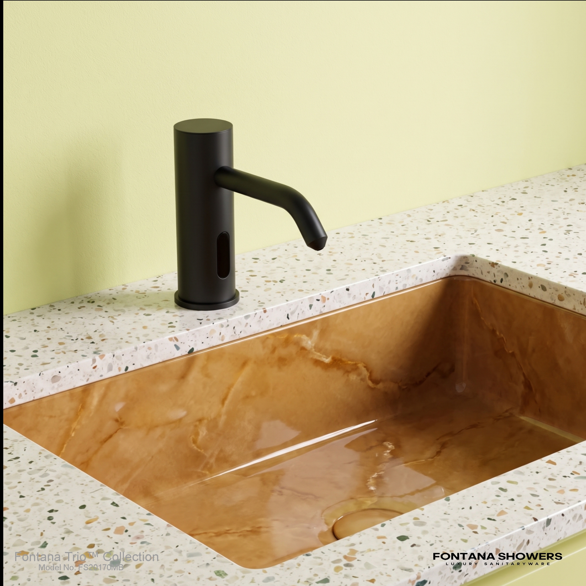 Fontana Trio Collection Matte Black Deck Mounted Touchless Soap Dispenser