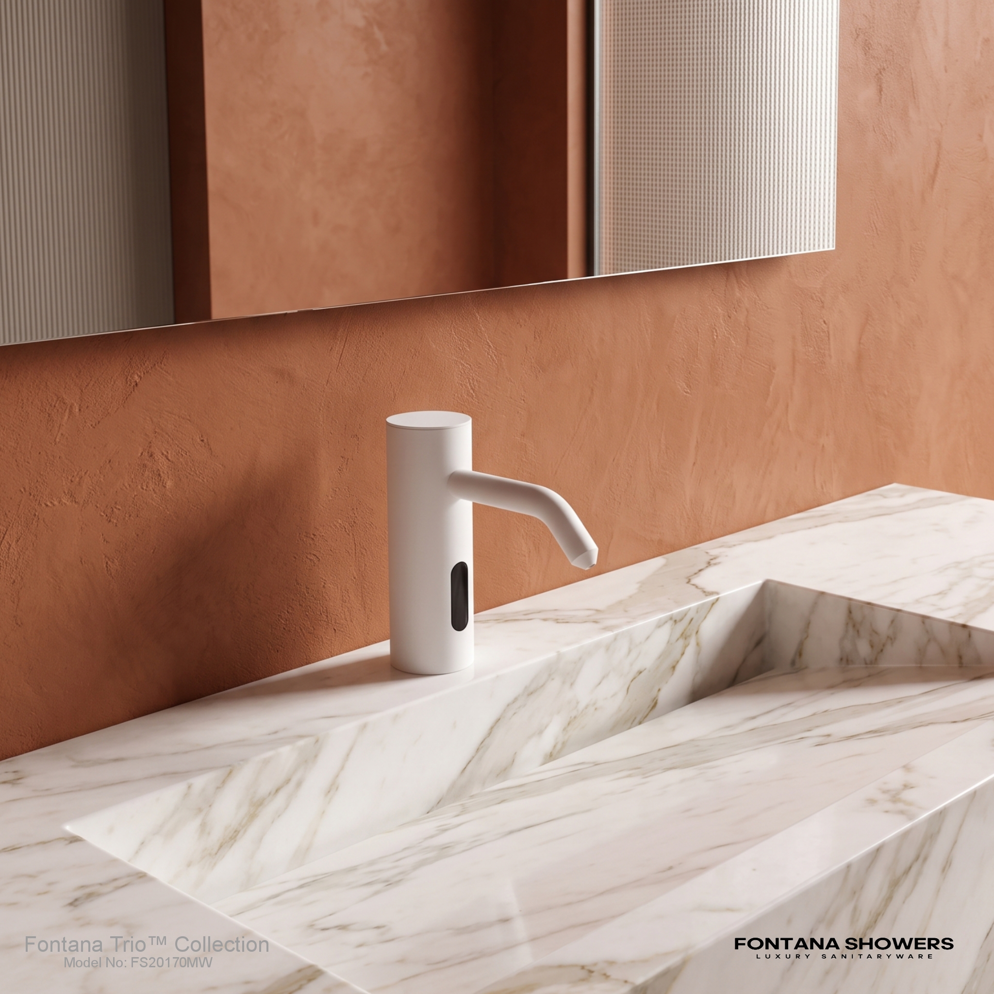 Fontana Trio Collection Matte White Single Hole Automatic Touchless Soap Dispenser