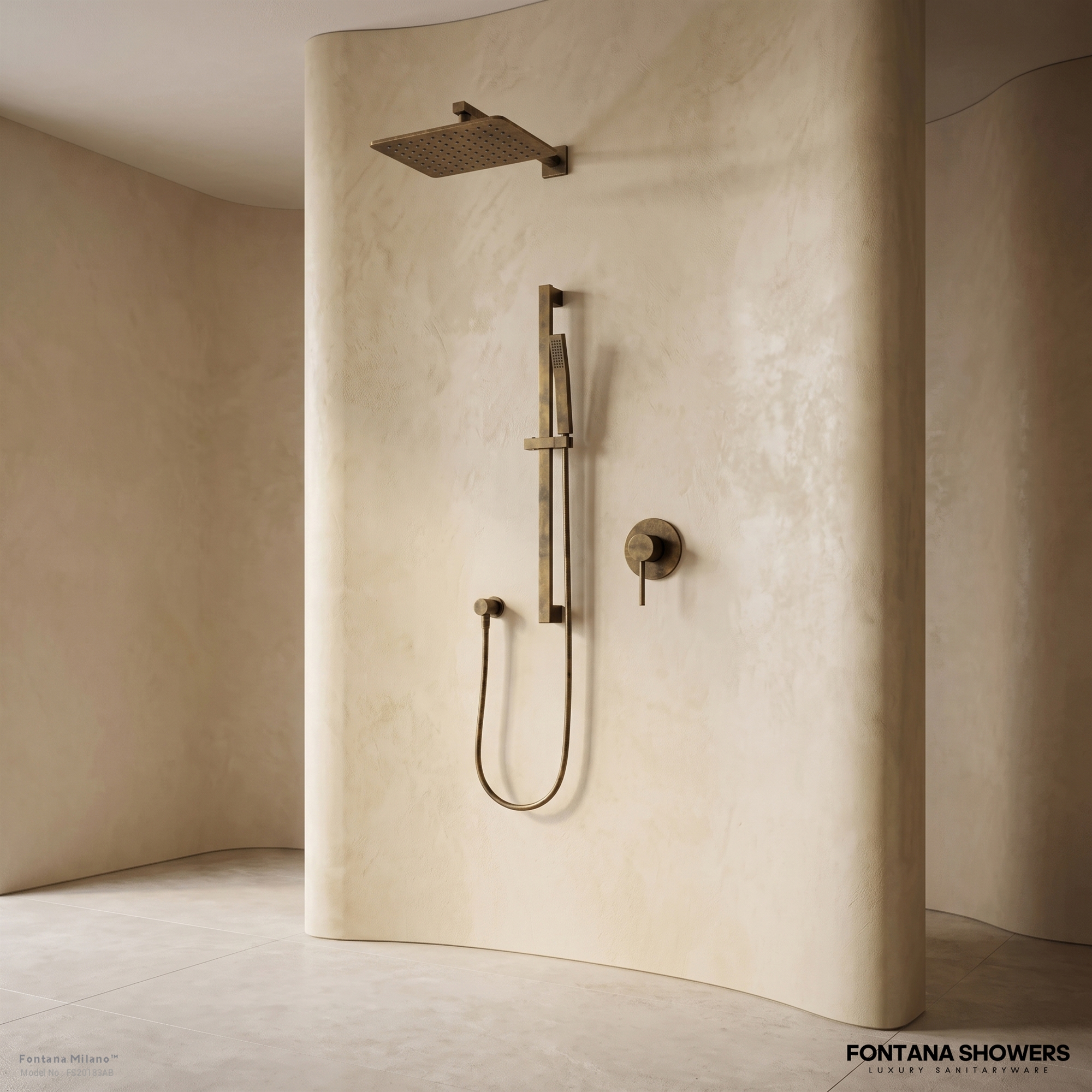 Fontana FS20183 Antique Brass Touchless Faucet & Soap Dispenser Set