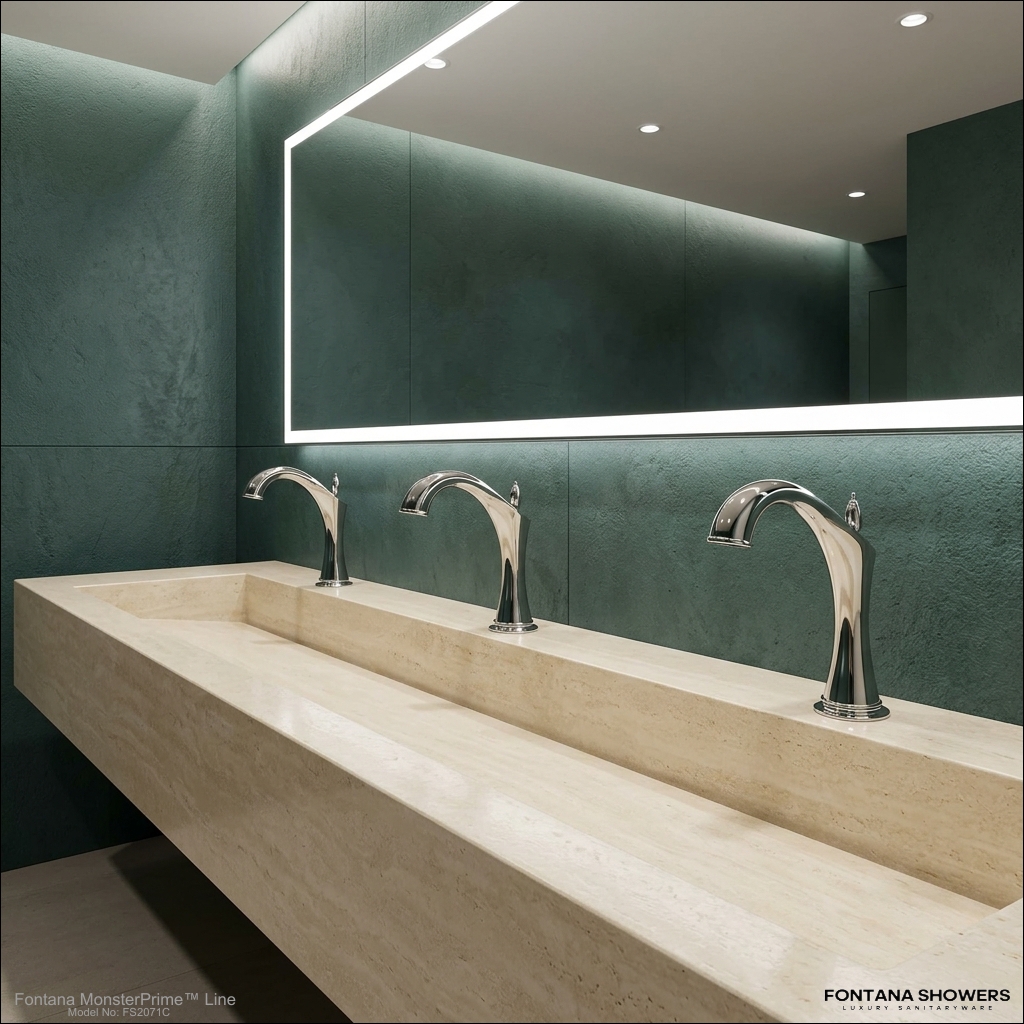 Fontana Chrome Commercial Widespread Automatic Sensor Bathroom Faucet FS2071C