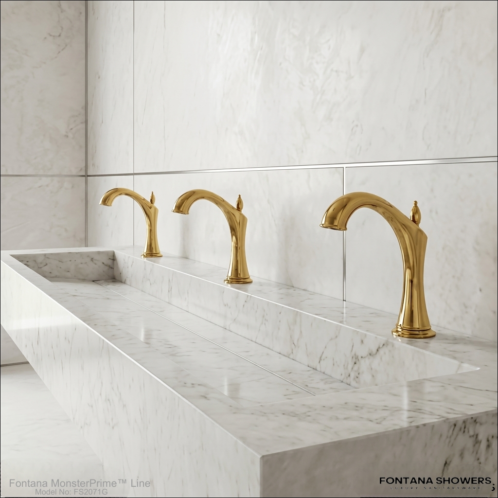 Fontana Commercial Gold Widespread Automatic Sensor Bathroom Faucet FS2071G