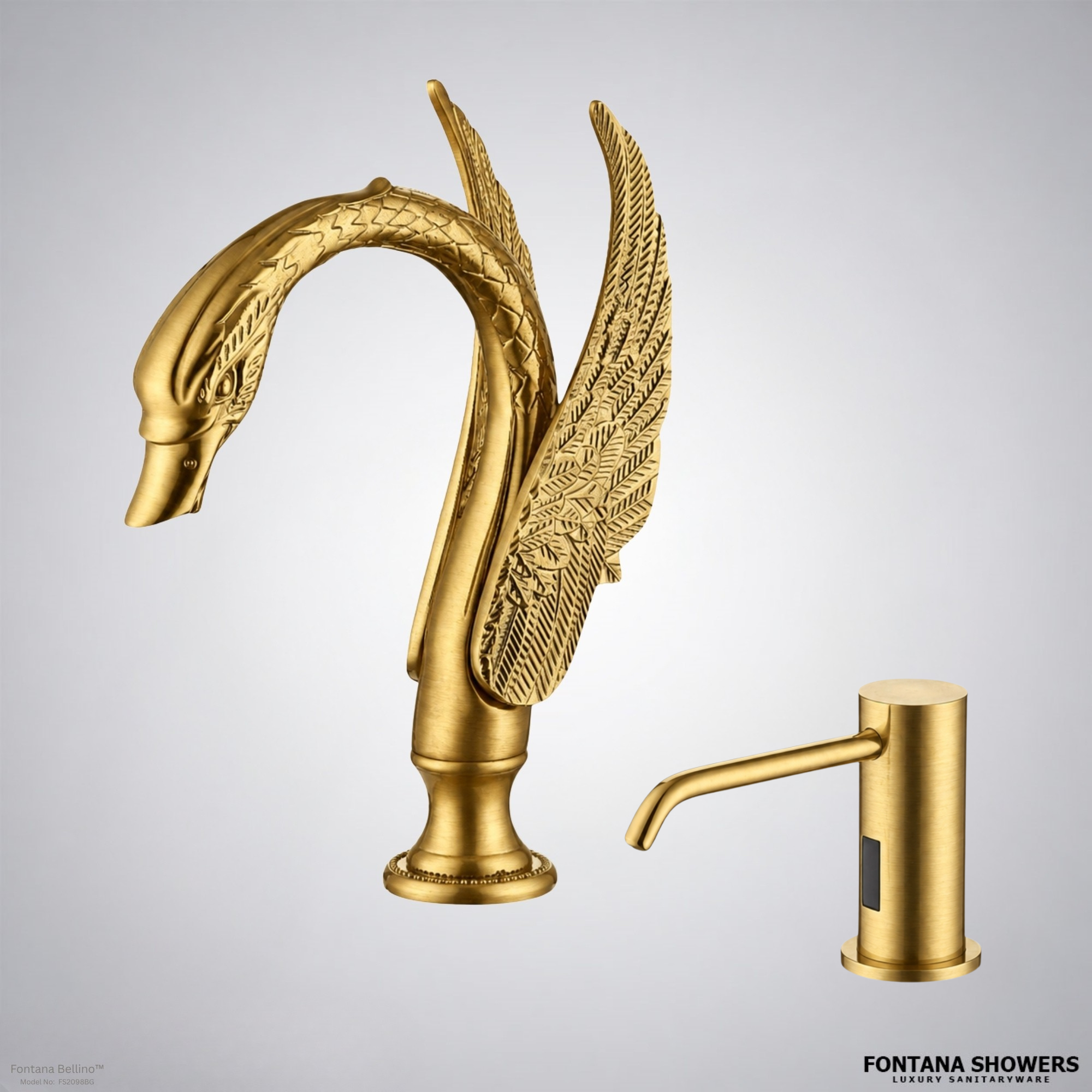 Fontana Bellino Brushed Gold Touchless Faucet and Dispenser Set - FS2098BG