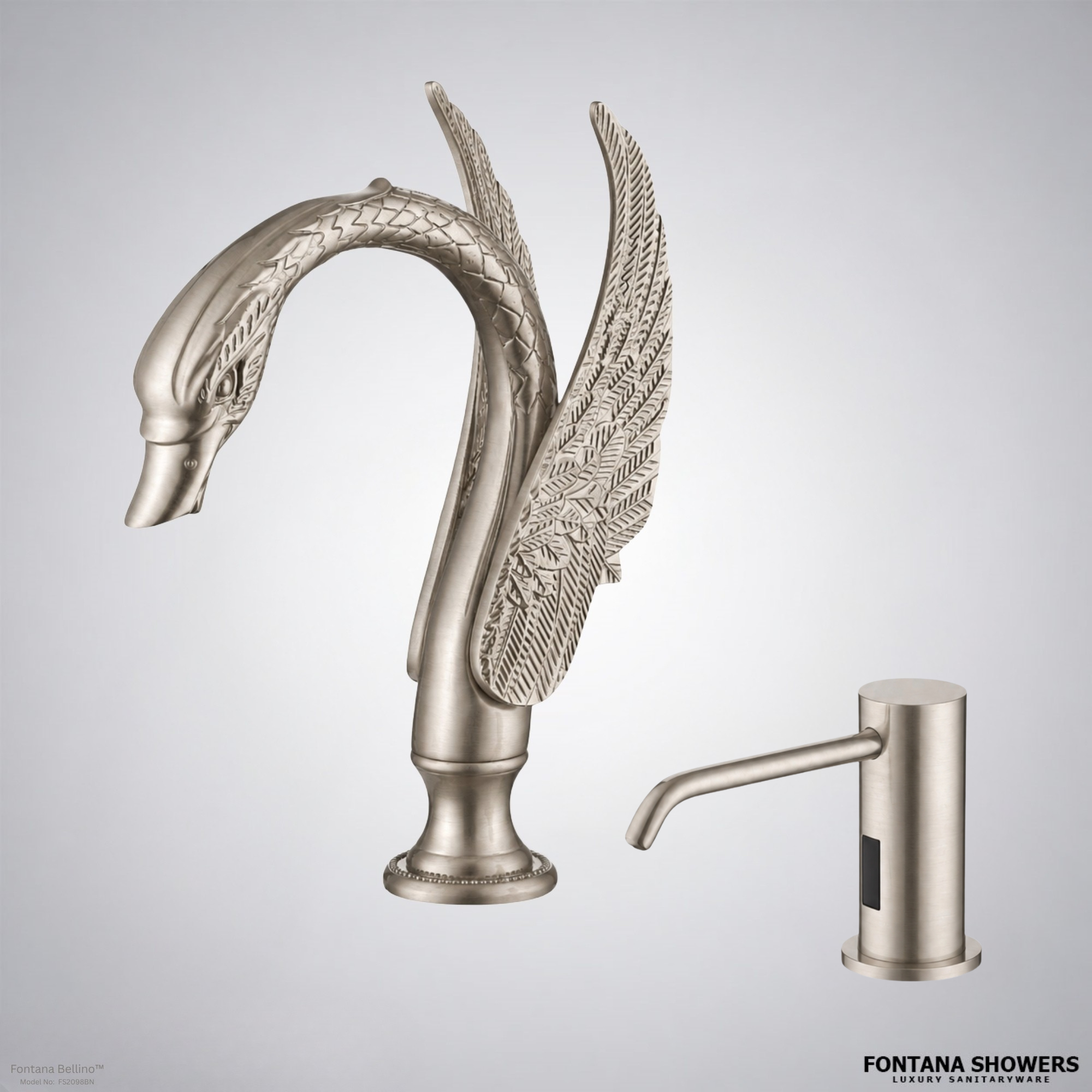 Fontana Bellino Brushed Nickel Touchless Faucet and Dispenser Set - FS2098BN