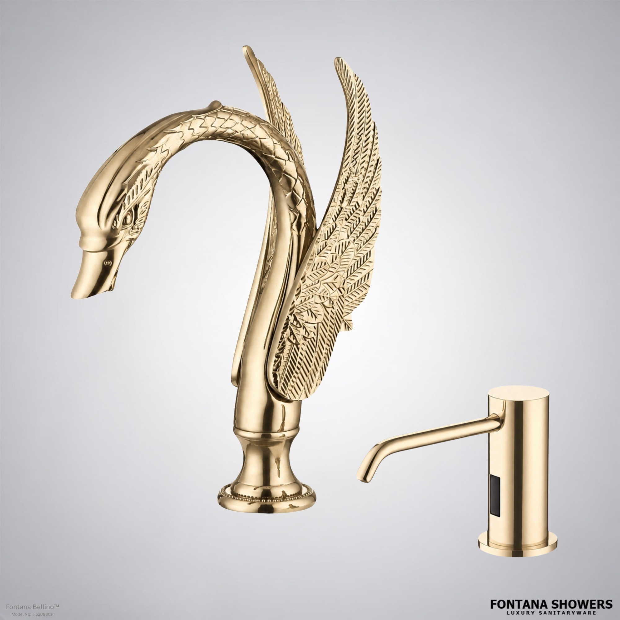 Fontana Bellino Champagne Touchless Faucet and Dispenser Set - FS2098CP