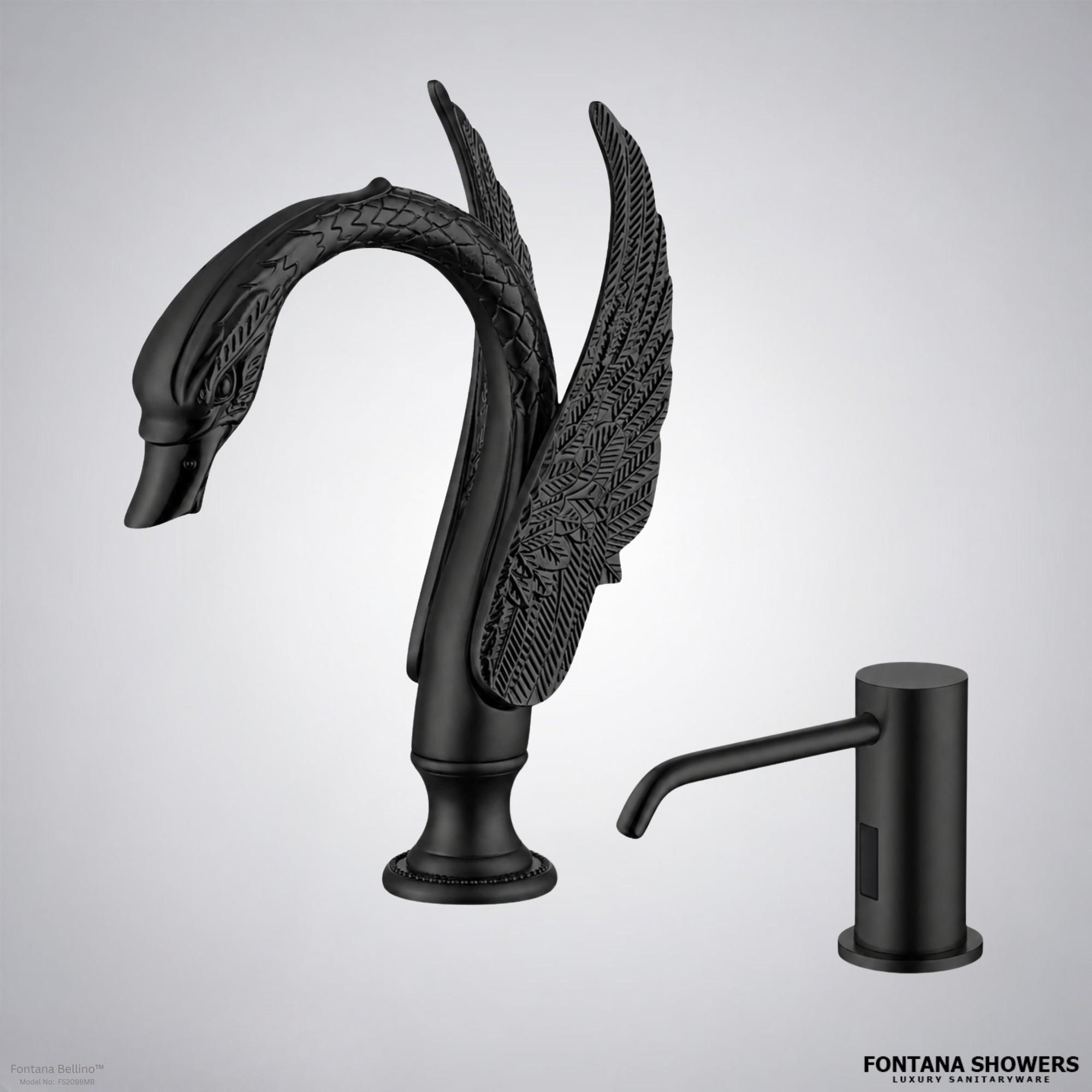 Fontana Bellino Matte Black Touchless Faucet and Dispenser Set - FS2098MB