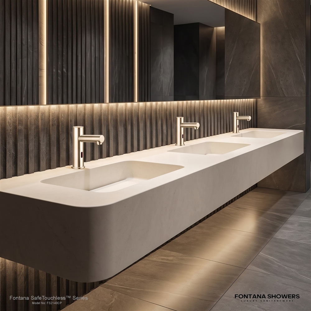 Fontana SafeTouchless champagne sensor-controlled deck-mounted commercial faucet, product view 1