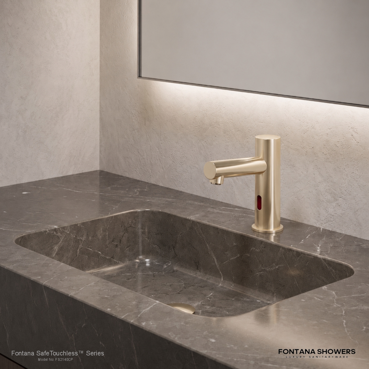 Fontana SafeTouchless champagne sensor-controlled deck-mounted commercial faucet, product view 2
