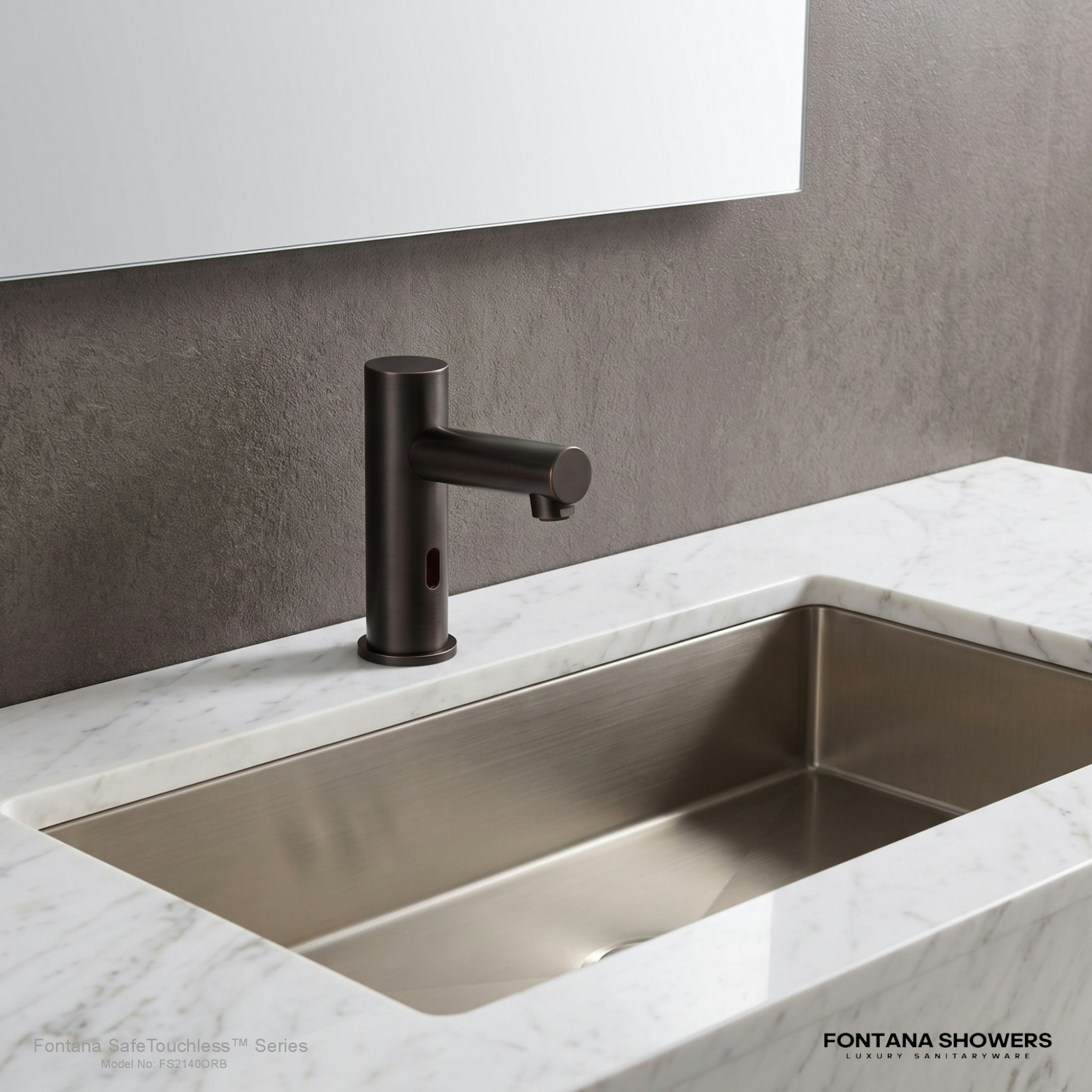 Fontana SafeTouchless oil-rubbed bronze sensor-controlled deck-mounted commercial faucet, product view 1