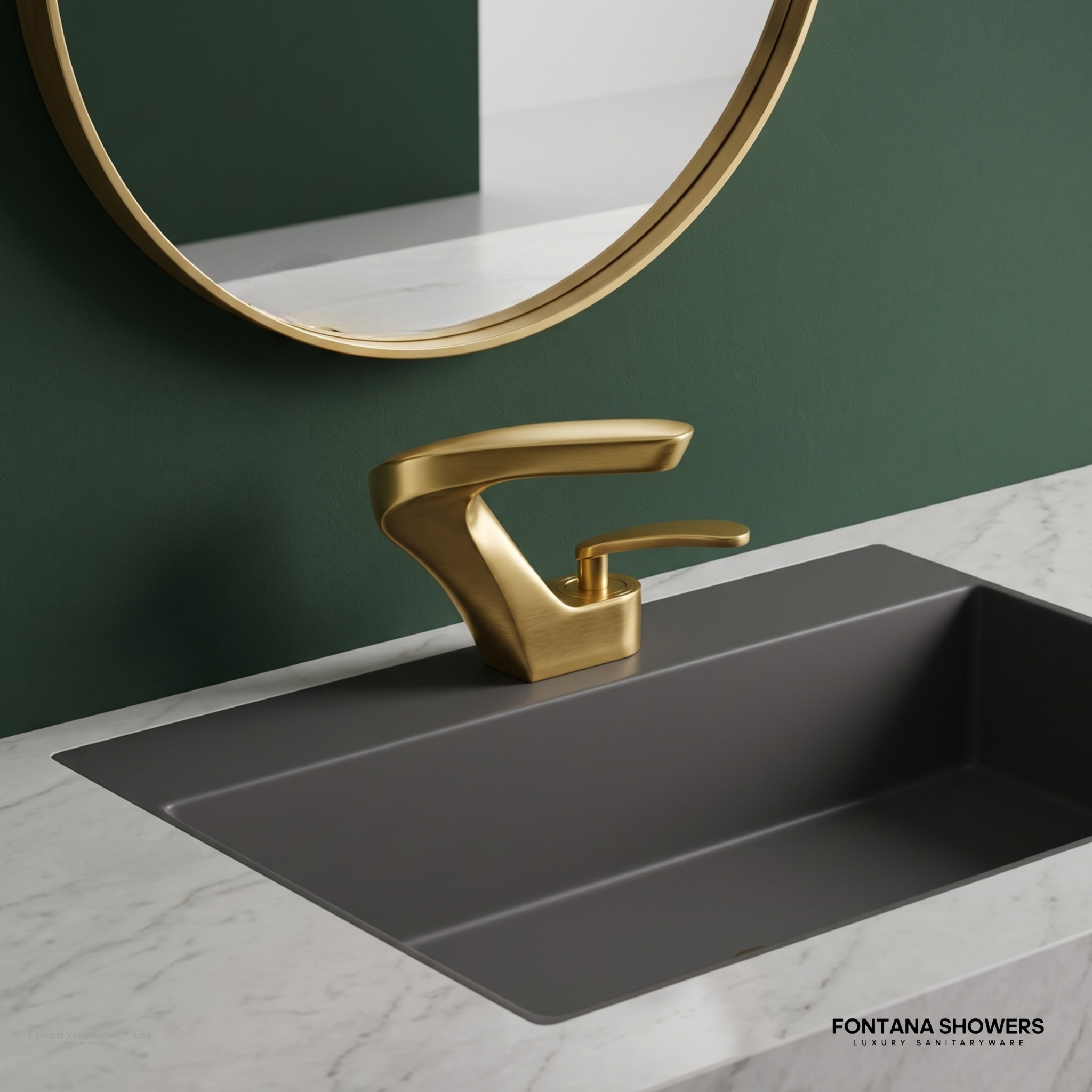 Fontana VeniceSmart Line Brushed Gold Luxury Bathroom Faucet