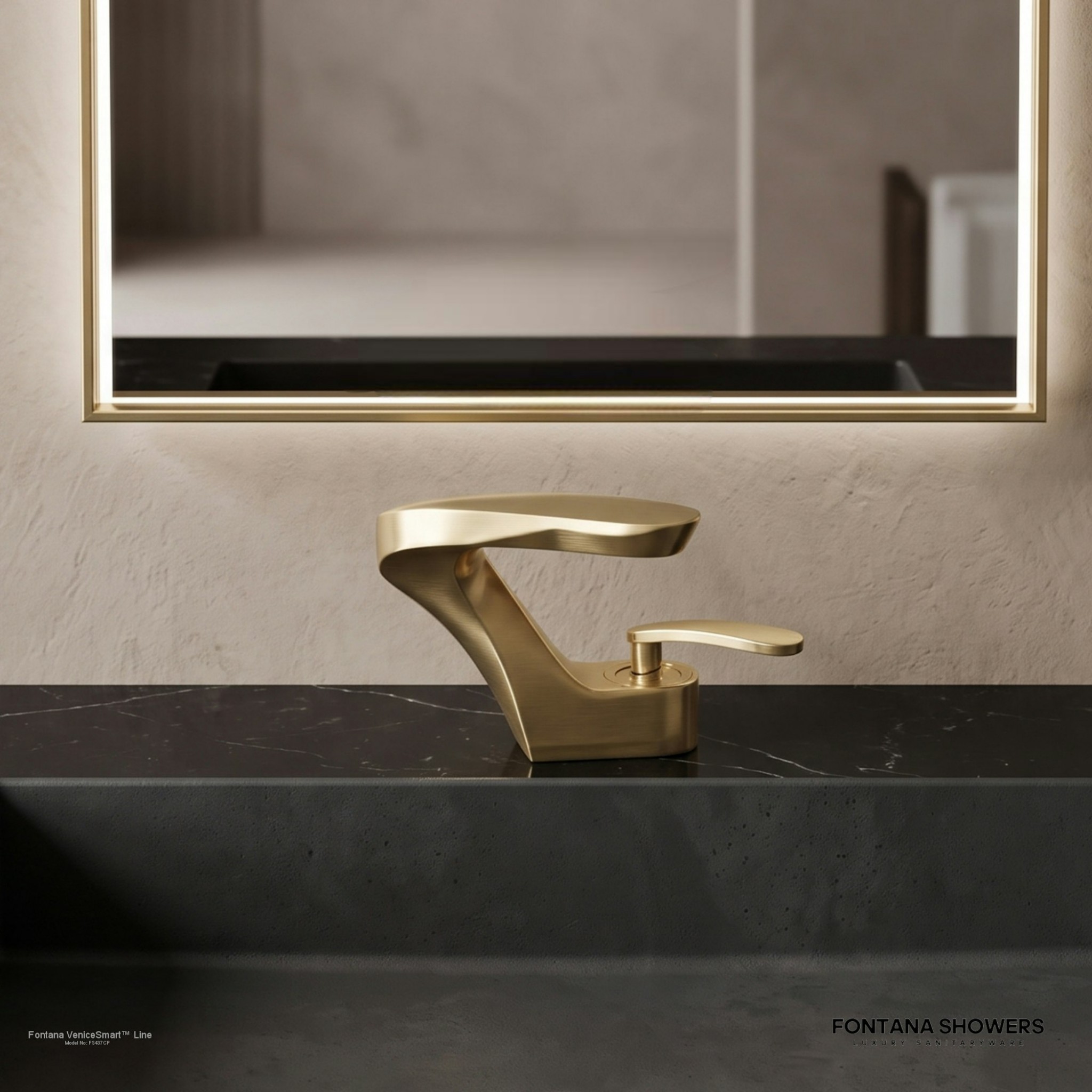 Fontana VeniceSmart Line Champagne Deck Mounted Bathroom Faucet