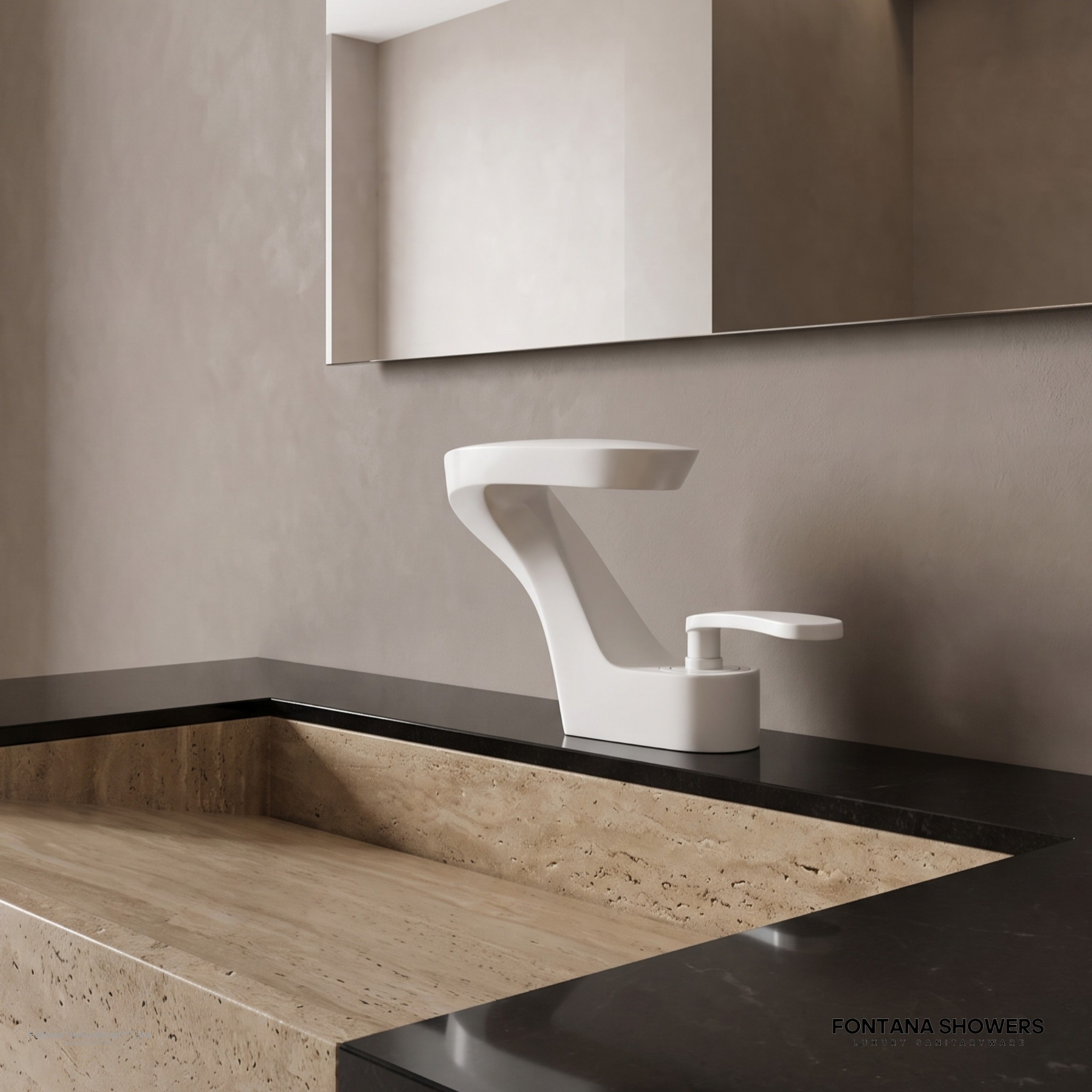 Fontana VeniceSmart Line Matte Black Thermostatic Bathroom Faucet