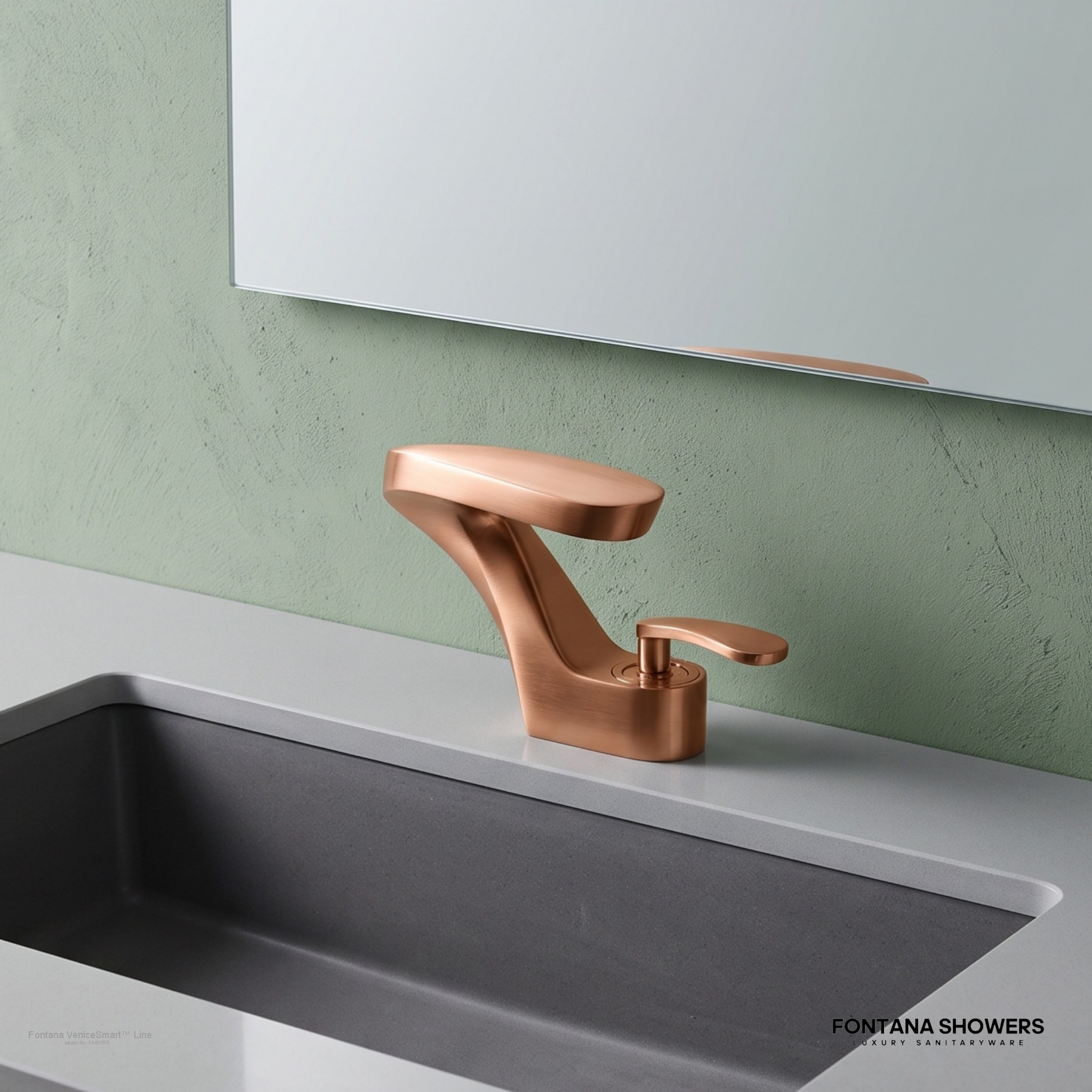 Fontana VeniceSmart Line Rose Gold Countertop Bathroom Faucet