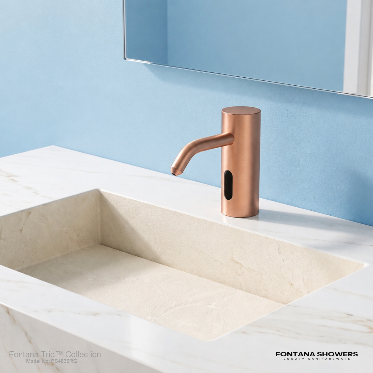 Fontana Trio Commercial Rose Gold Brass Deck Mount Automatic Sensor Liquid Soap Dispenser
