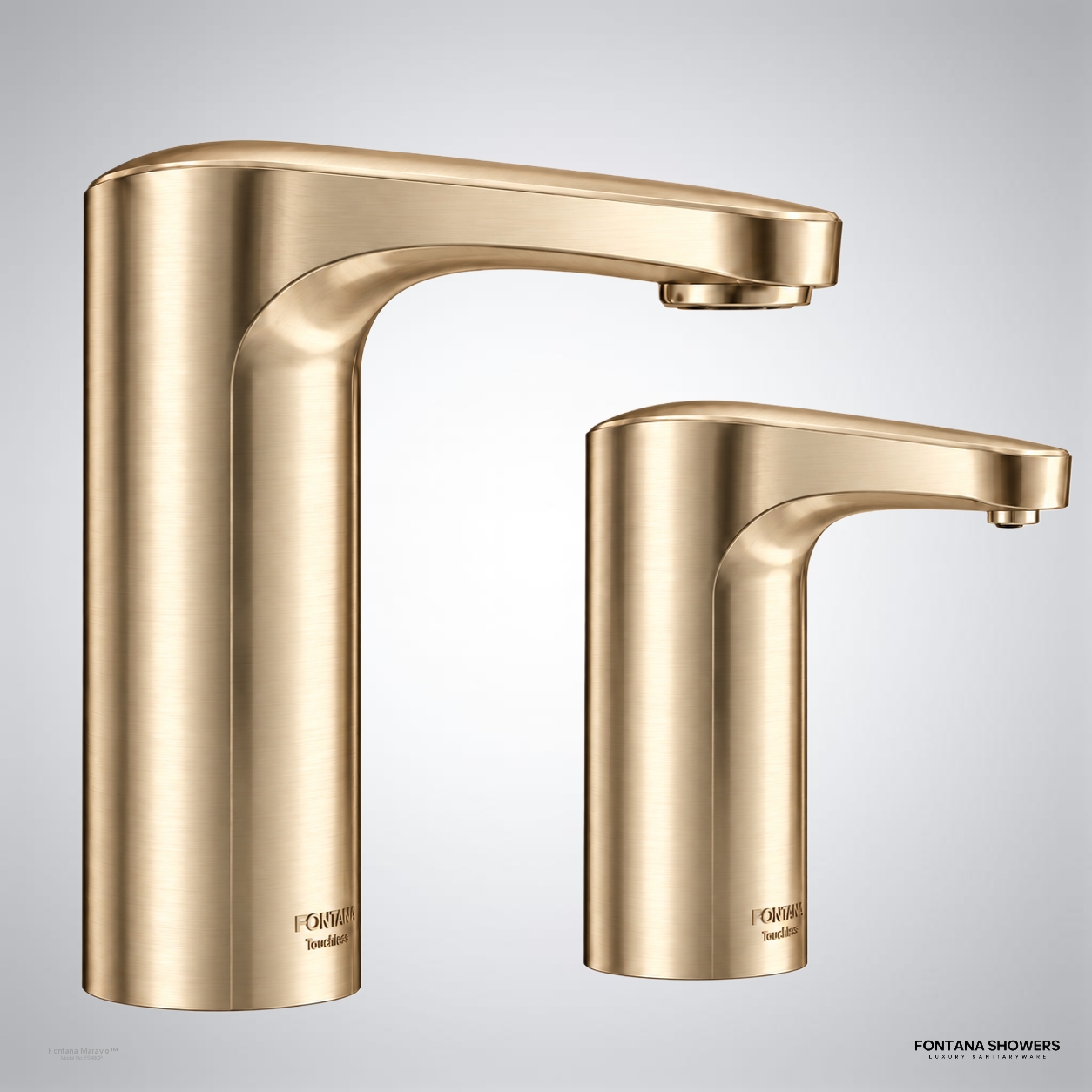 Fontana Champagne Touchless Faucet Soap Dispenser Set