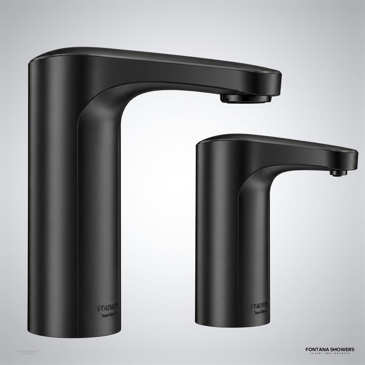 Fontana Maravio Matte Black Touchless Faucet Soap Dispenser Set