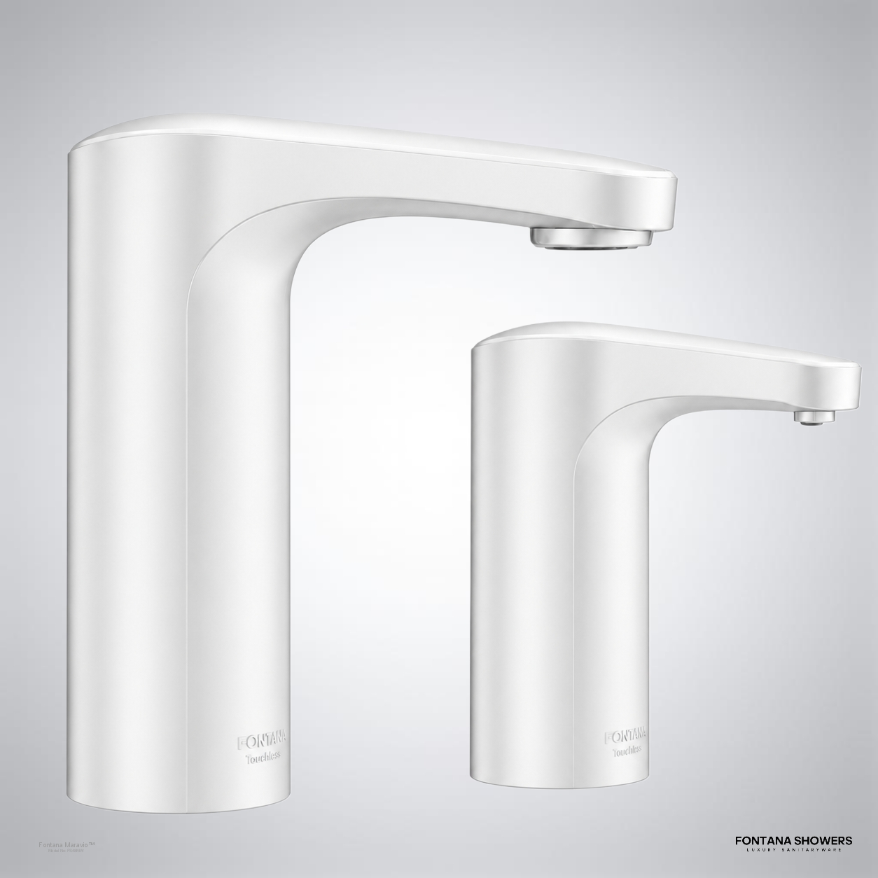 Fontana Matte White Touchless Faucet Soap Dispenser Set