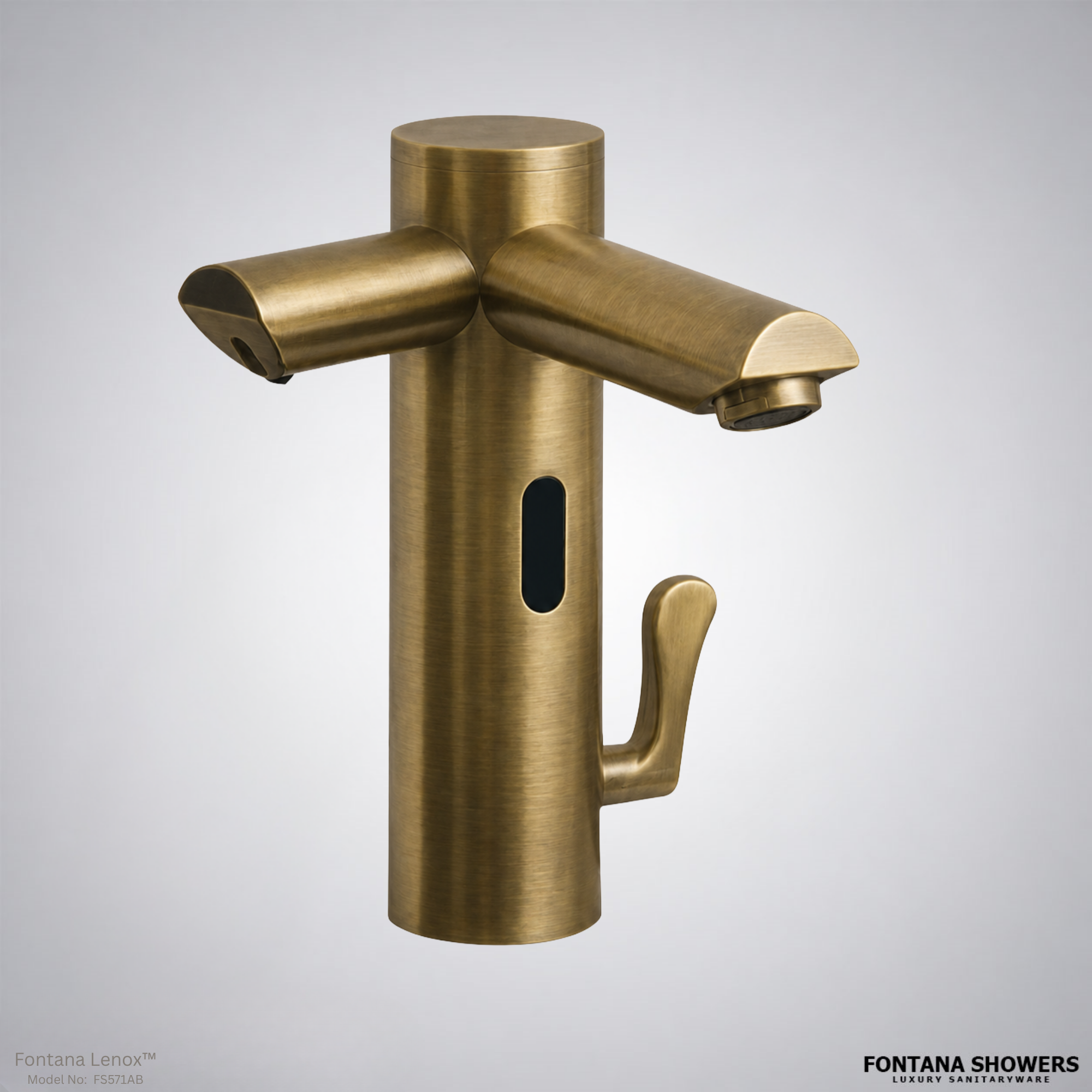 Fontana Lenox™ Touchless Set Antique Brass Infrared Faucet and Soap Dispenser