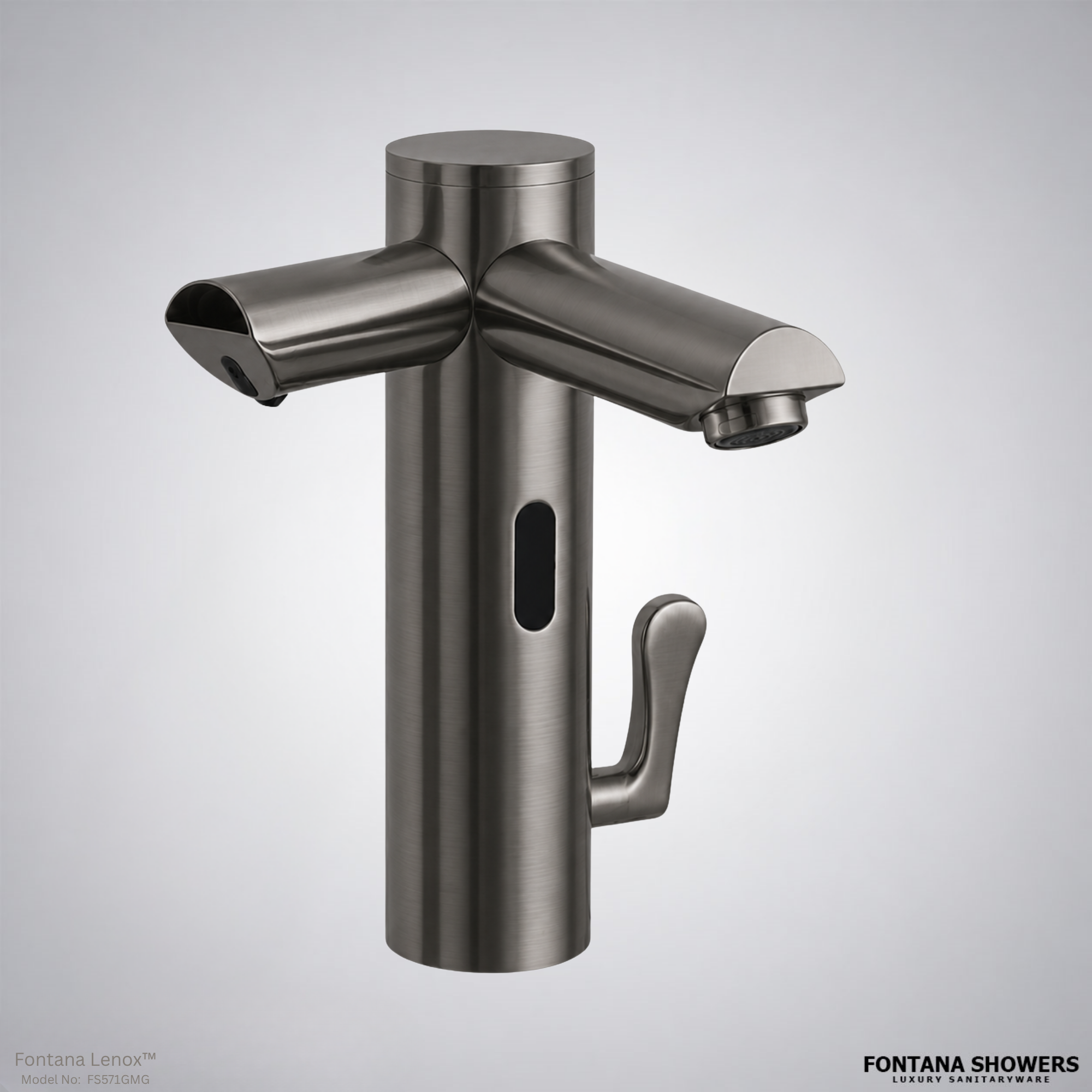 Fontana Lenox™ Touchless Set Gun Metal Gray Sensor Faucet and Soap Dispenser