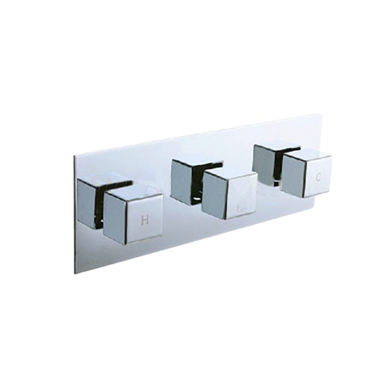 Fontana 3 Dials 2 Ways Square Mixer Chrome Finish Brass Shower Valve Panel With Diverter Ceramic Plate Spool