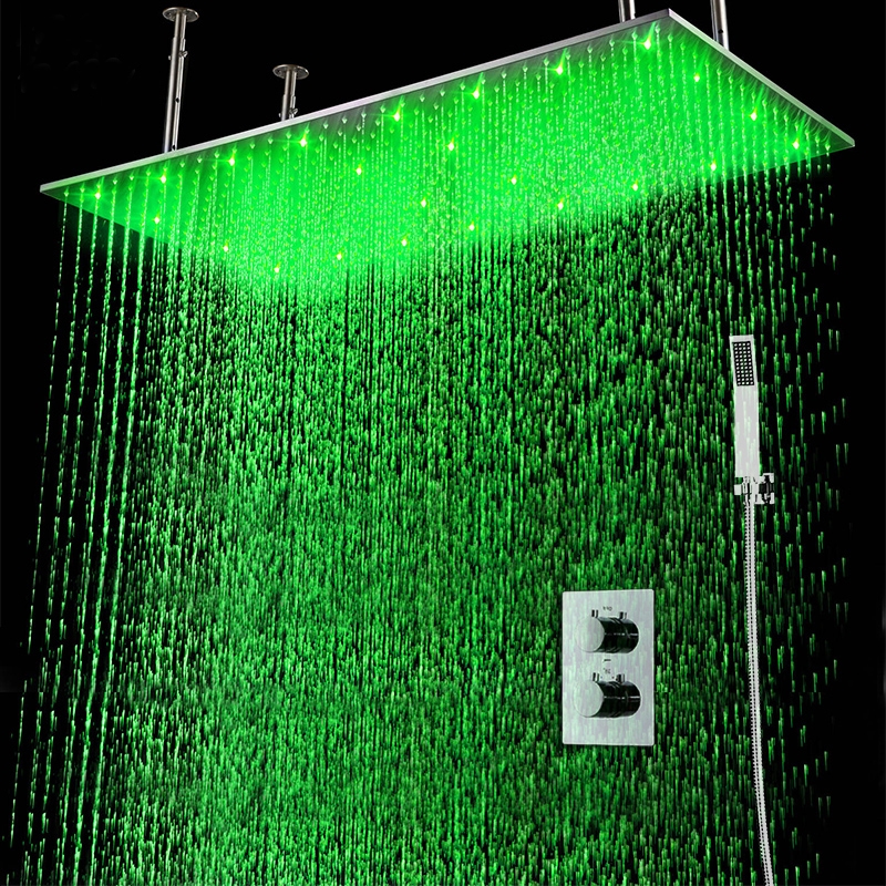 Fontana Genoa Sandino Thermostatic Ceiling Mount Rain Fall LED Shower Set